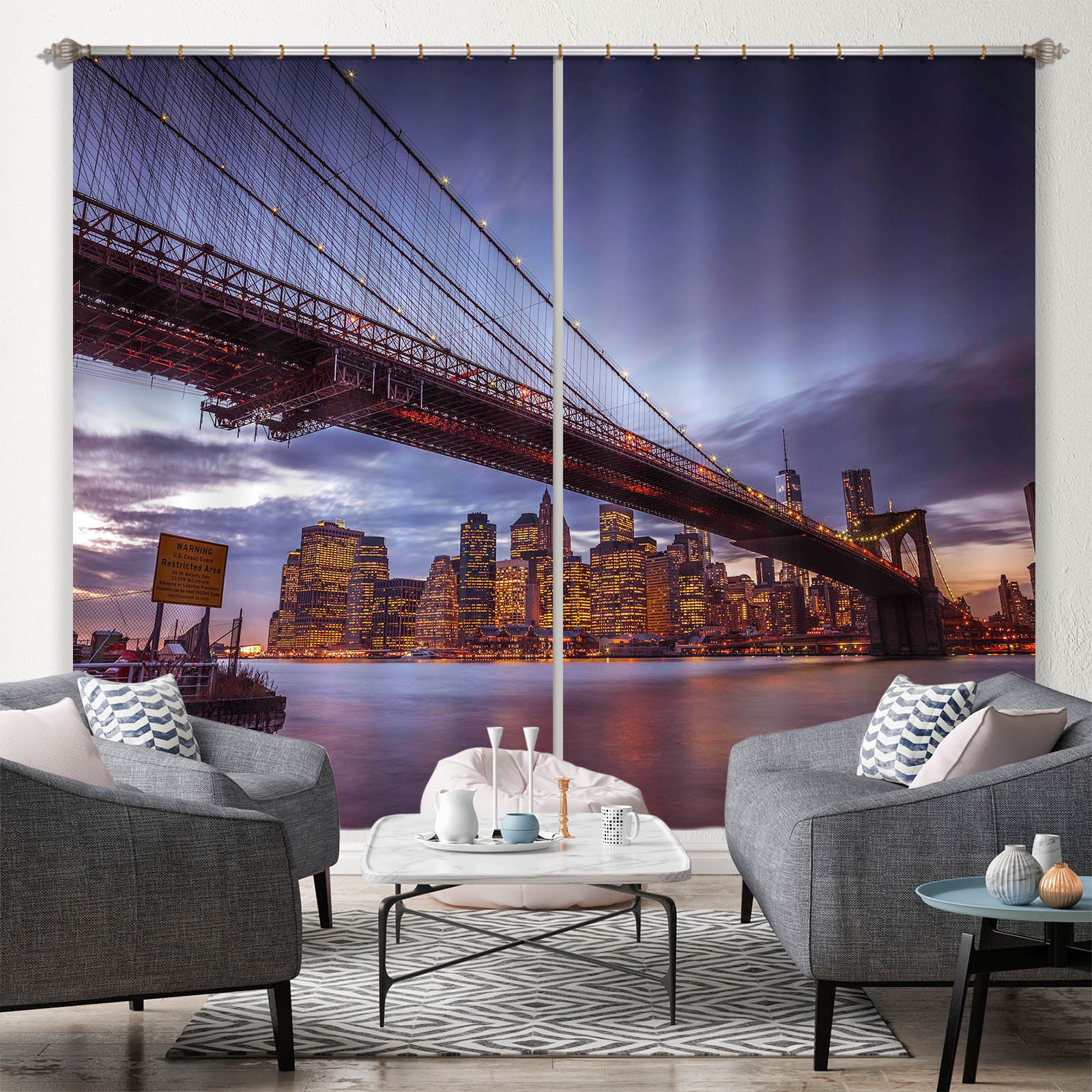 3D River Bridge 218 Assaf Frank Curtain Curtains Drapes