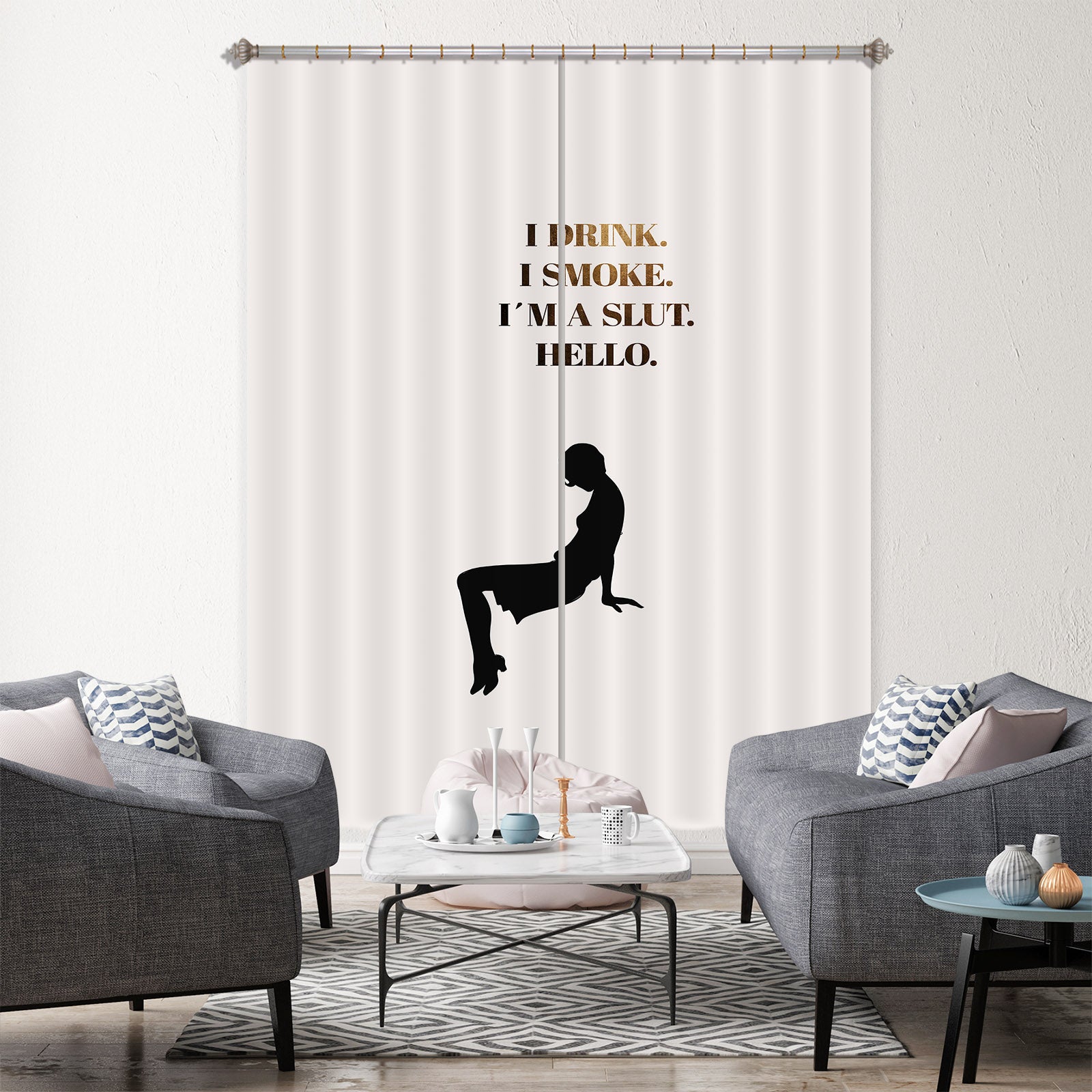 3D Woman Pattern 1052 Boris Draschoff Curtain Curtains Drapes