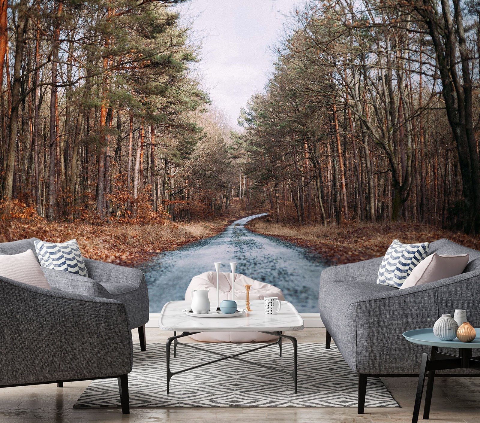 3D Woods Road 1505 Wall Murals