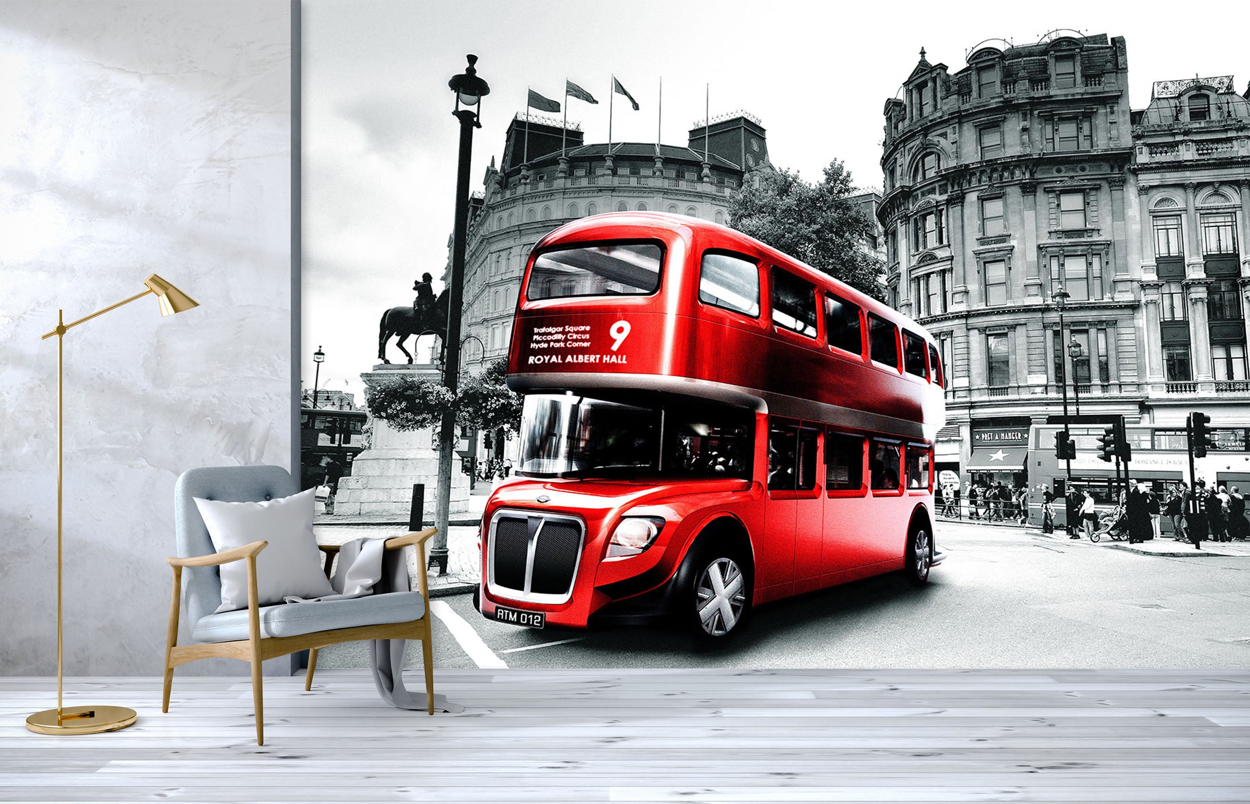 3D Double Decker Bus 260 Vehicle Wall Murals