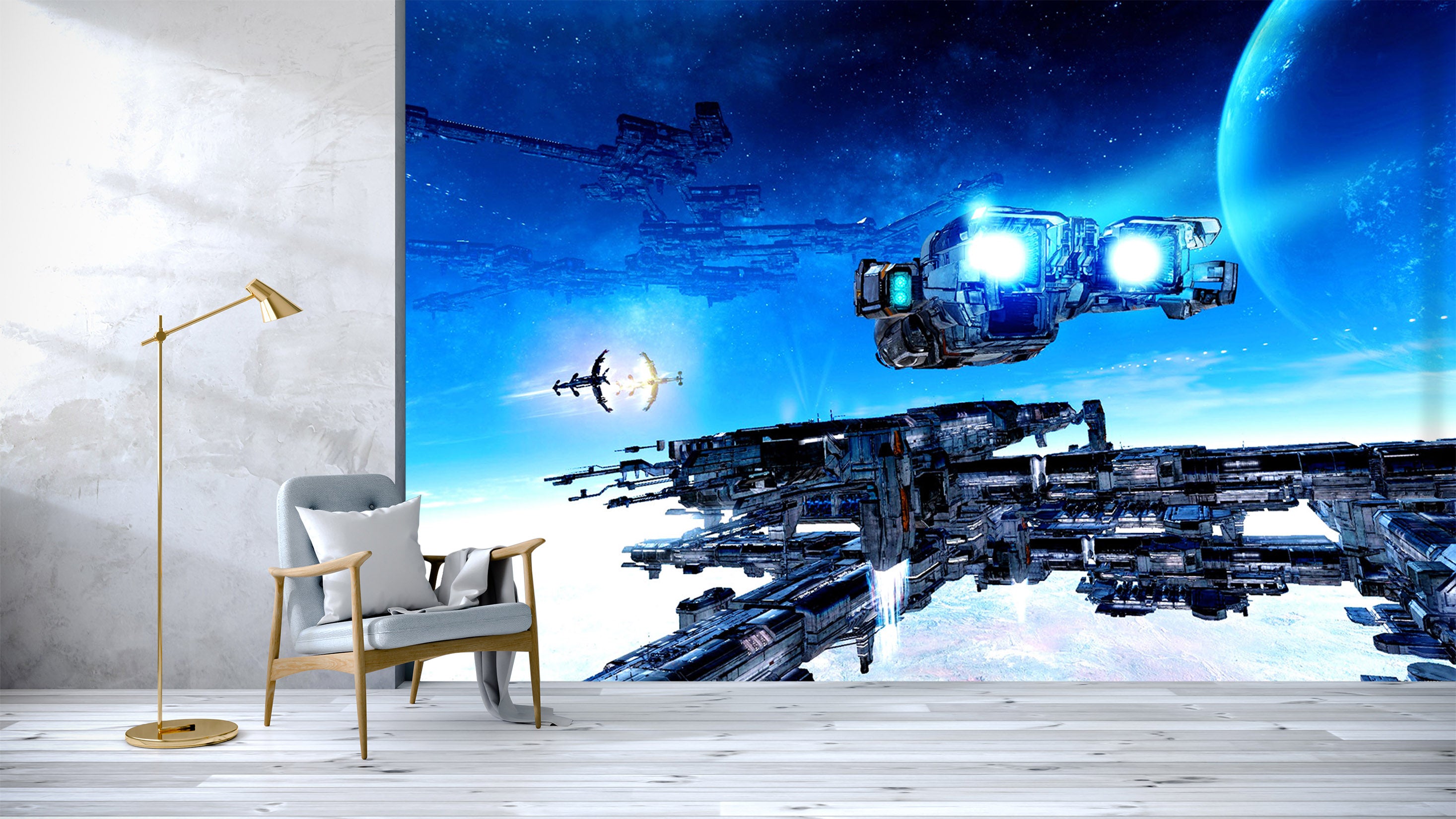 3D Spaceship Space 085 Vehicle Wall Murals