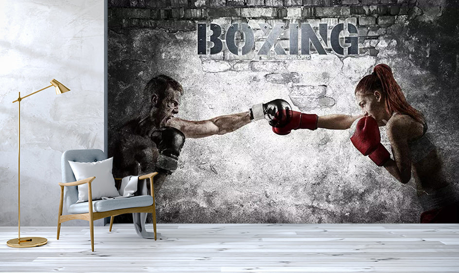 3D Boxing Woman WC454 Wall Murals