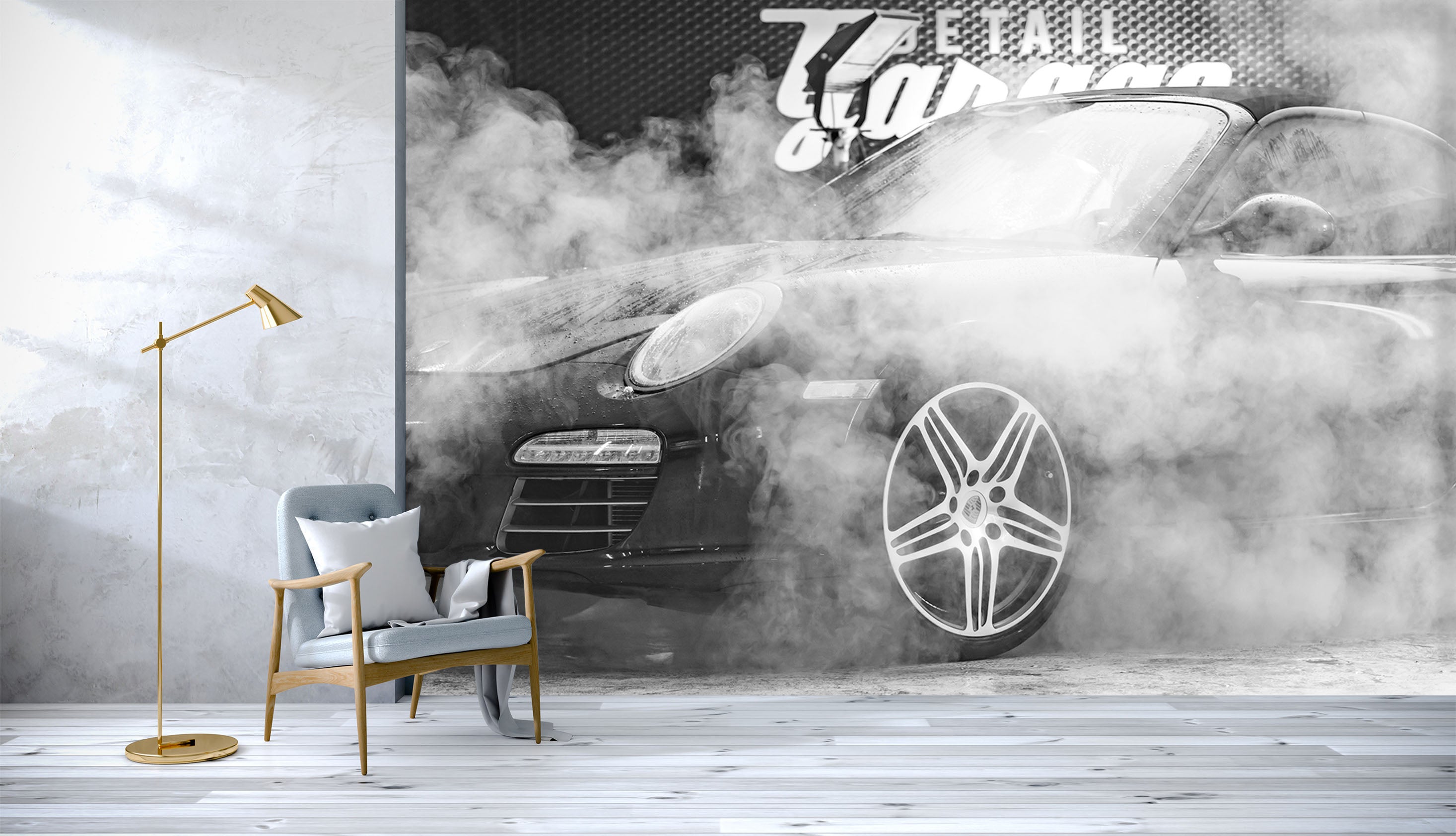3D White Fog Car 113 Vehicle Wall Murals