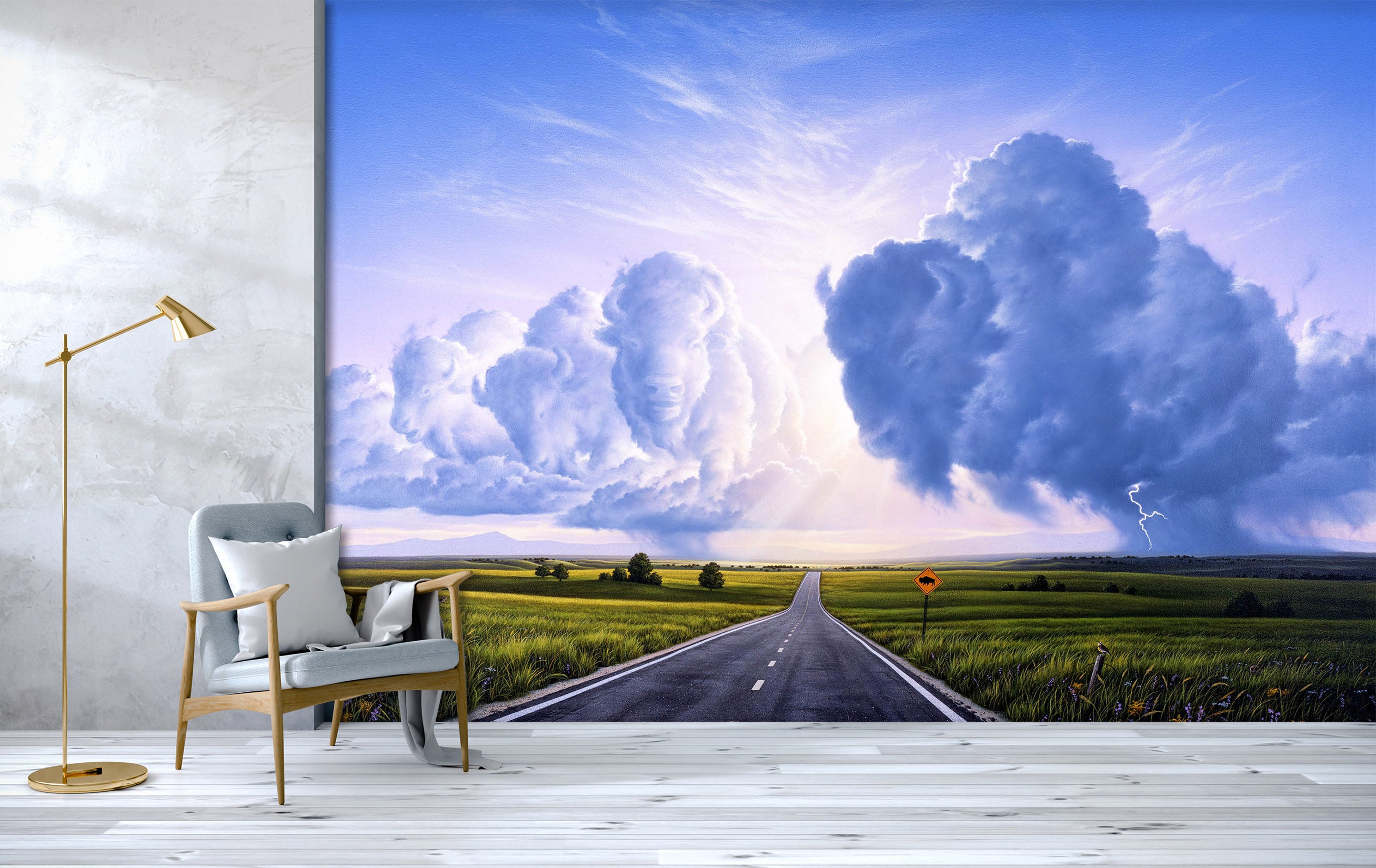 3D Buffalo Crossing 102 Jerry LoFaro Wall Mural Wall Murals