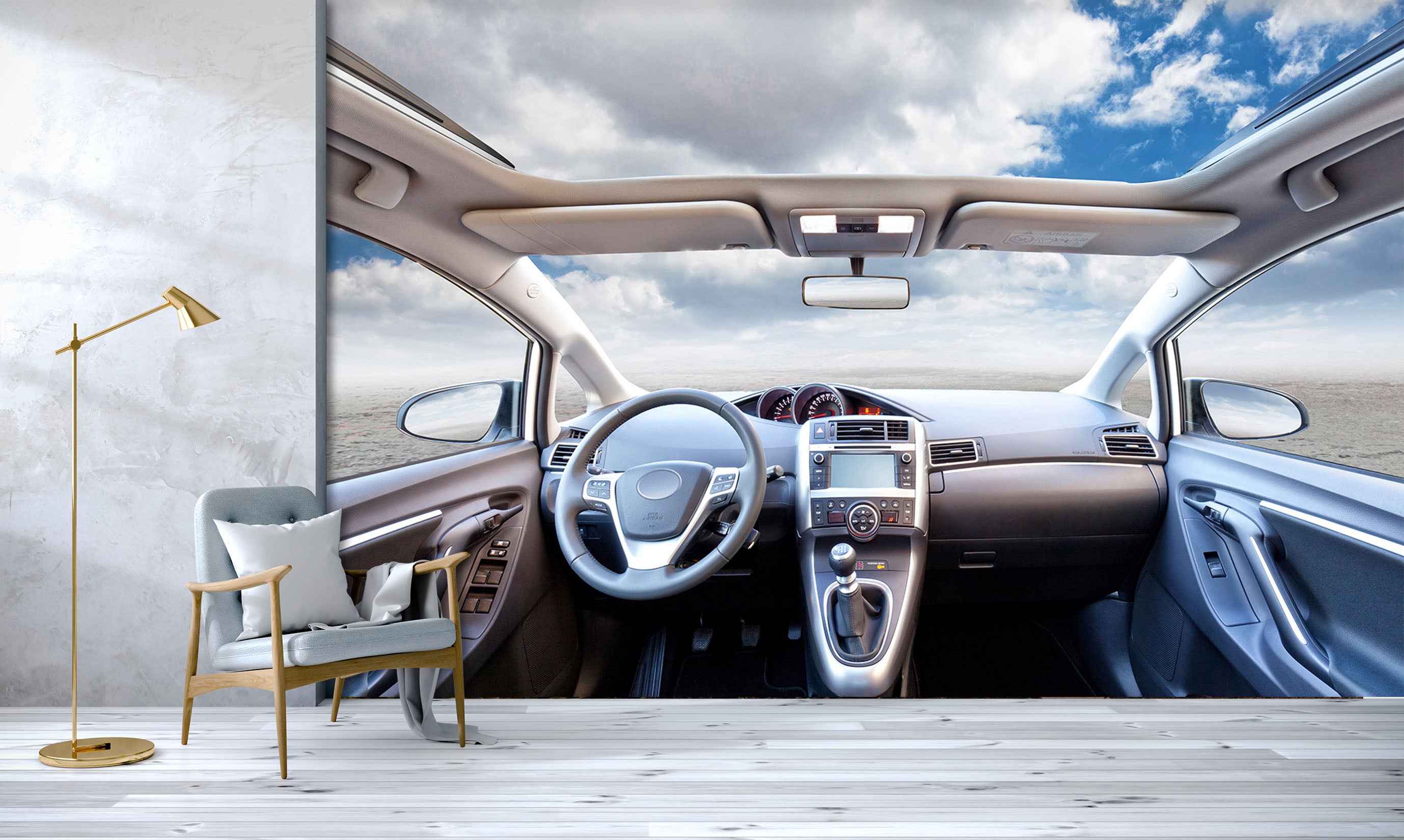 3D Beach Car Roulette 325 Vehicle Wall Murals