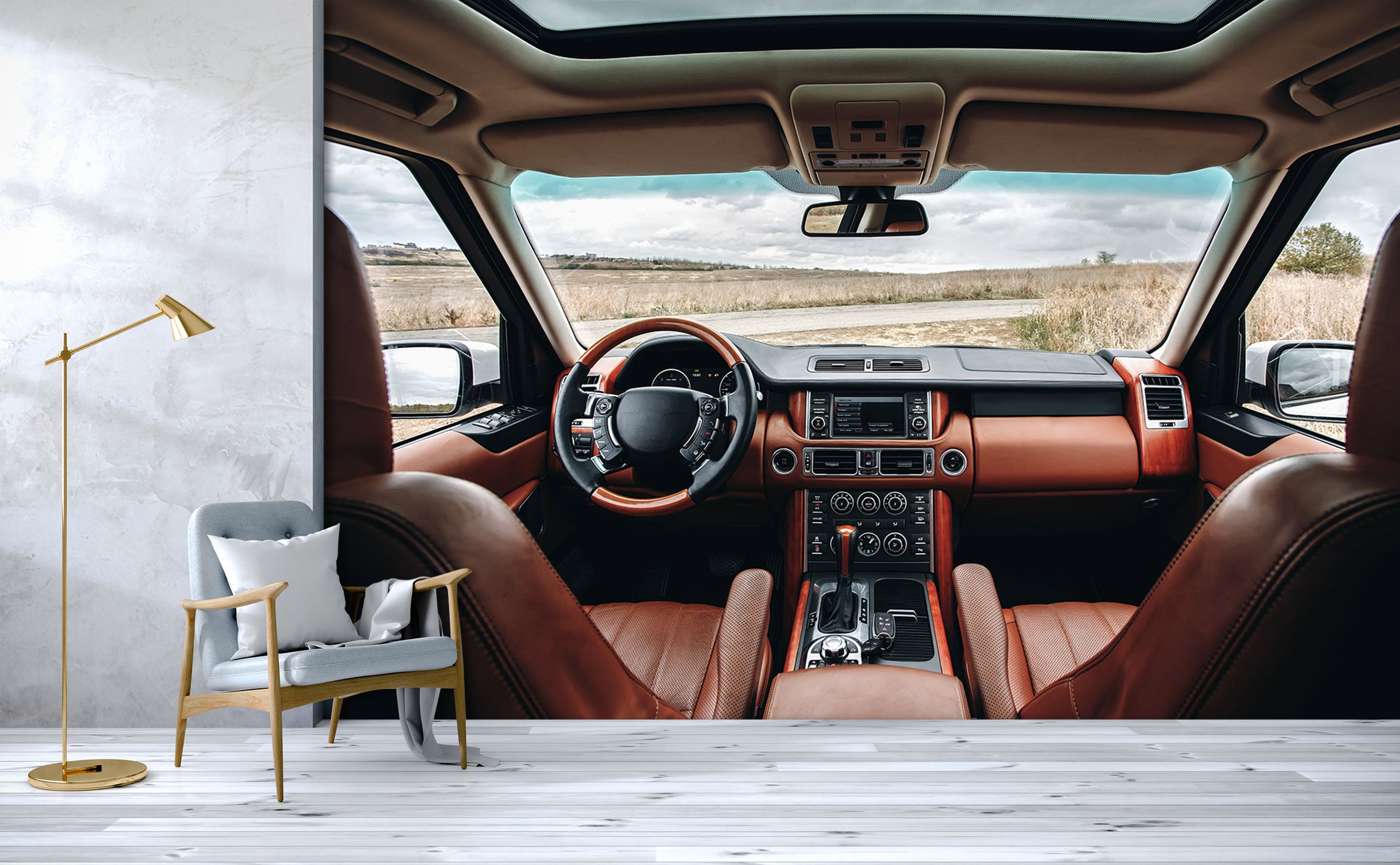 3D Prairie Roadside 336 Vehicle Wall Murals