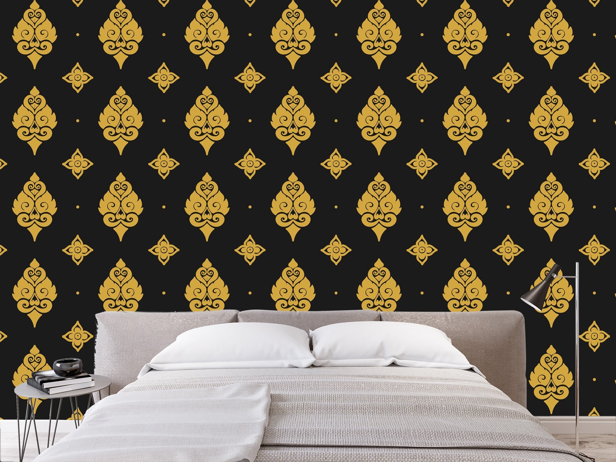 3D Black Bottom Golden Flower 481 Wallpaper AJ Wallpaper