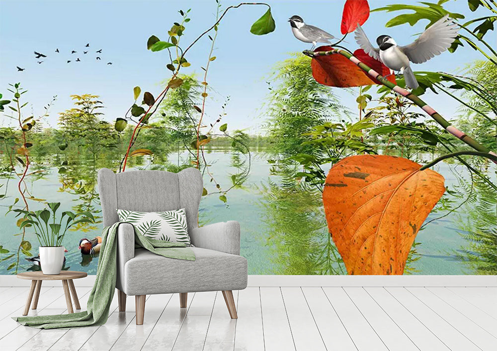 3D River Duck Bird WC727 Wall Murals