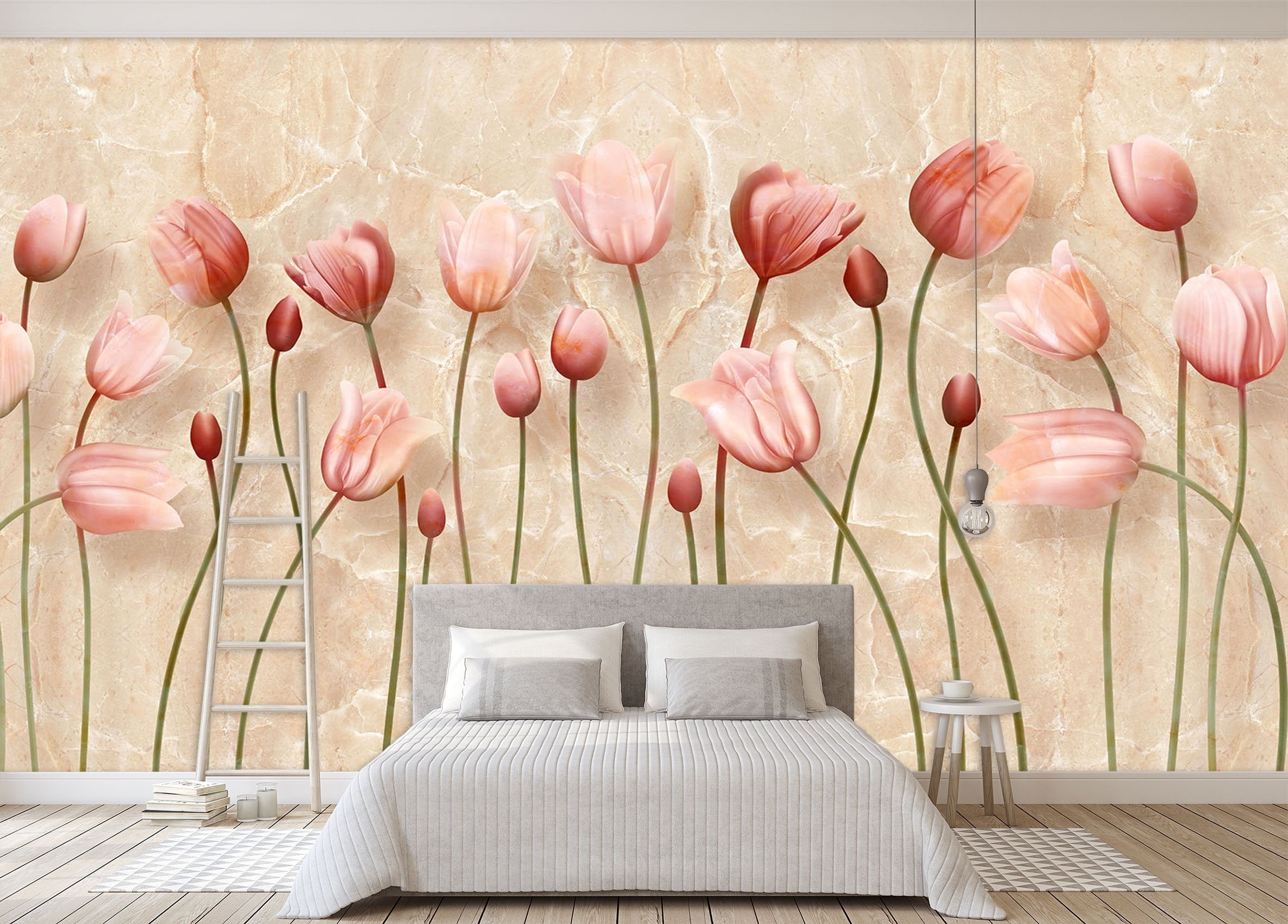 3D A Row Safflower 528 Wallpaper AJ Wallpaper 2