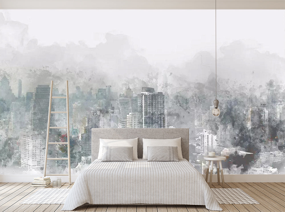 3D Black Building WC440 Wall Murals