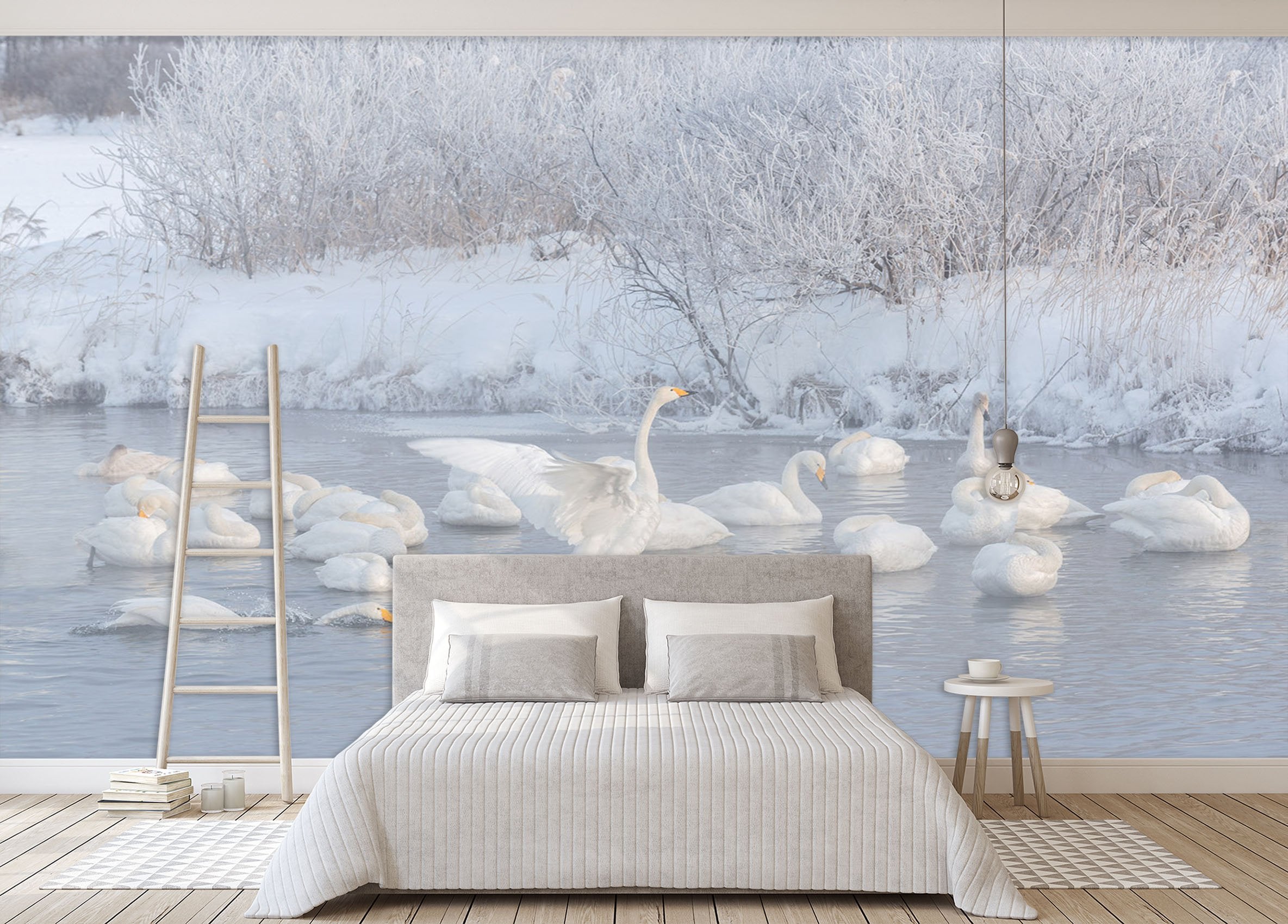 3D Swan Snow Scene 681 Wallpaper AJ Wallpaper 2