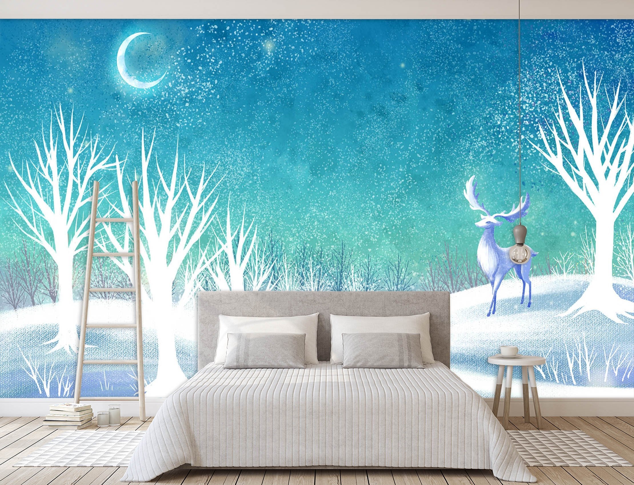 3D Deer Tree Moon 451 Wallpaper AJ Wallpaper 2