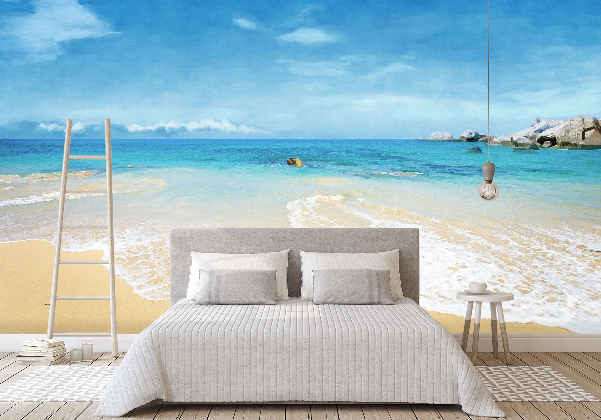 3D Watercolor Beach 067 Wall Murals