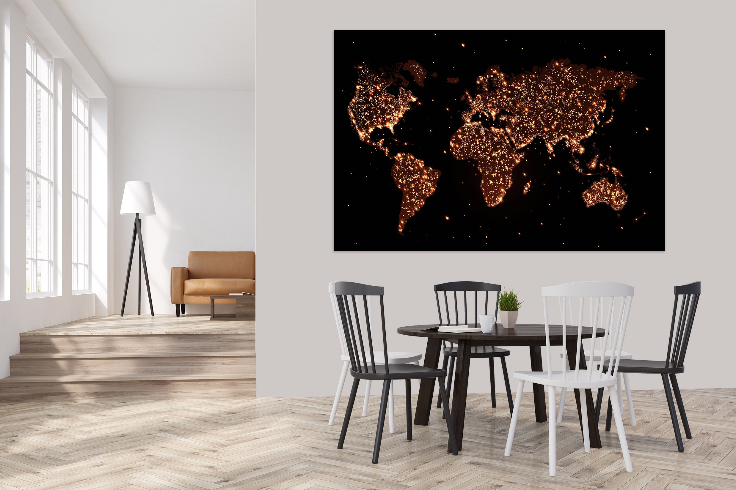 3D Golden Spots 214 World Map Wall Sticker