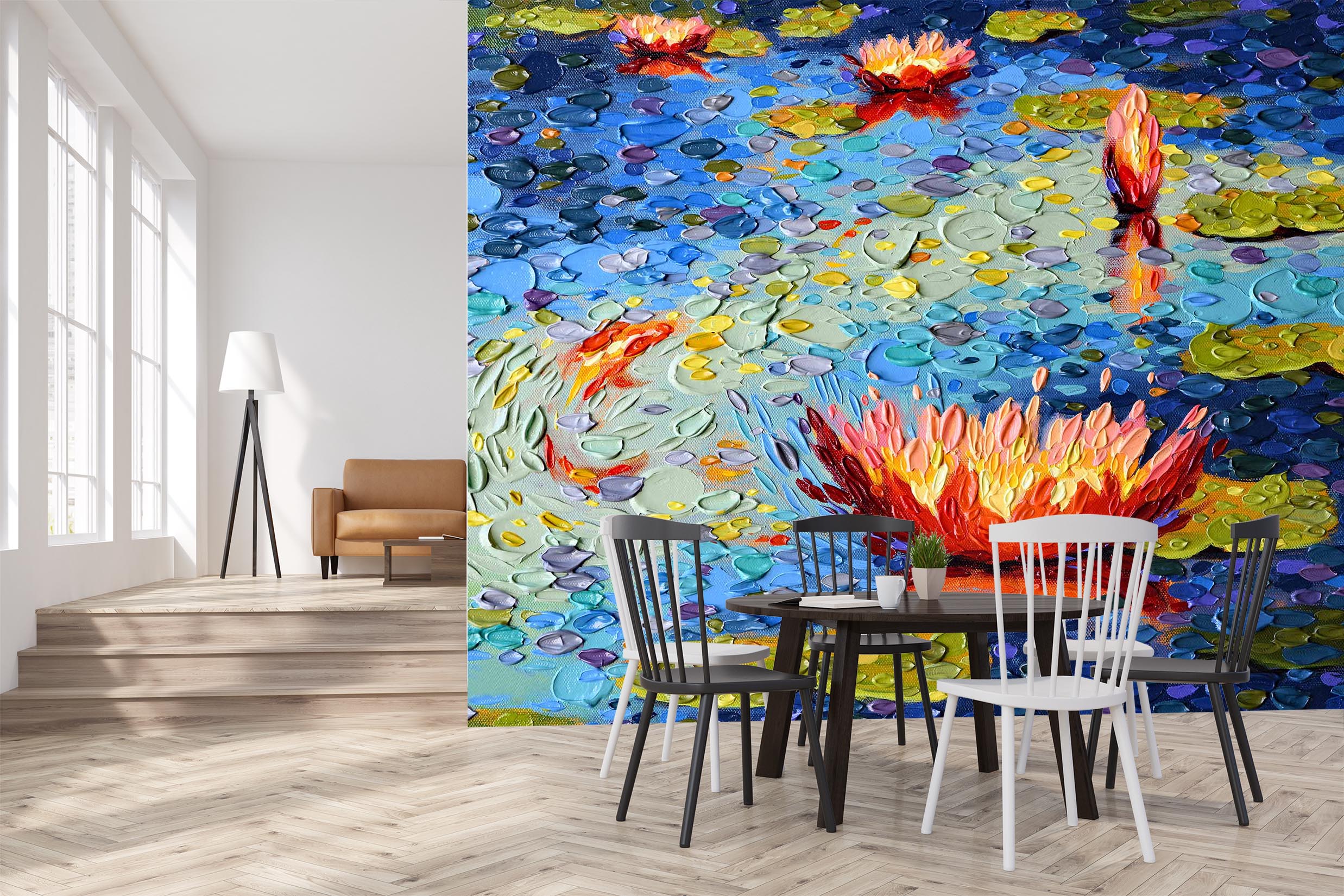 3D Painted Lotus 1406 Dena Tollefson Wall Mural Wall Murals