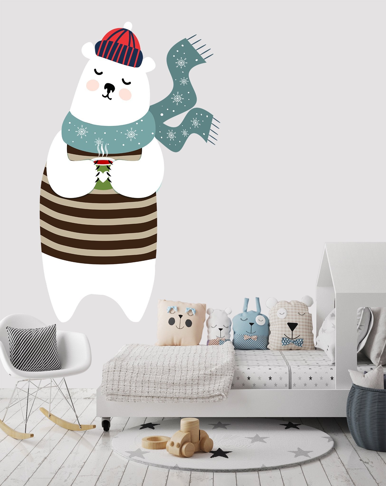 3D Cartoon White Bear 075 Wall Stickers Wallpaper AJ Wallpaper