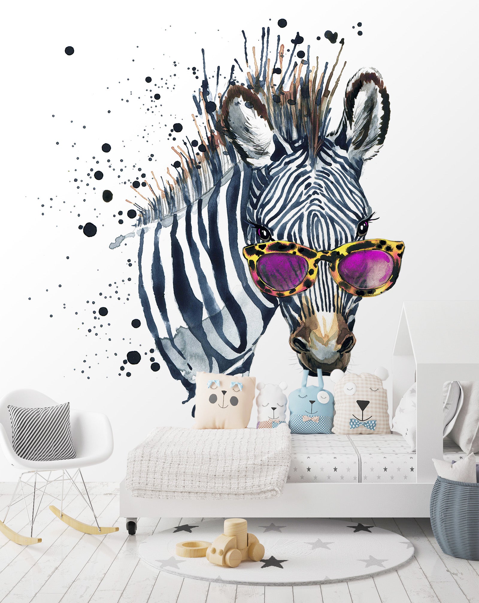 3D Zebra Sunglasses 374 Wall Murals