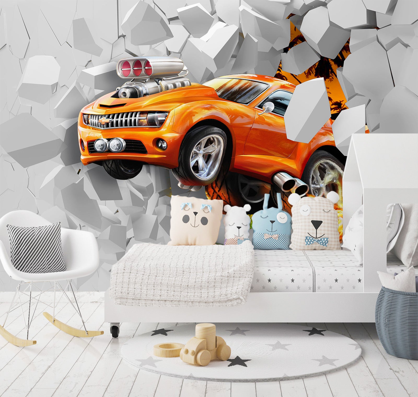 3D Car Background Wall 001 Wall Murals