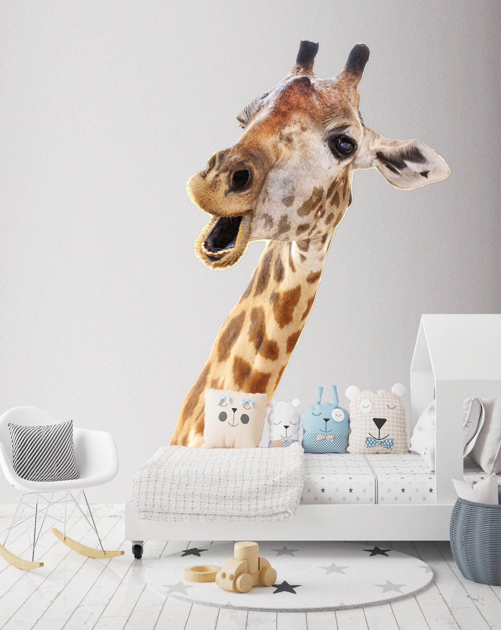 3D Giraffe Open Mouth 157 Animals Wall Stickers Wallpaper AJ Wallpaper