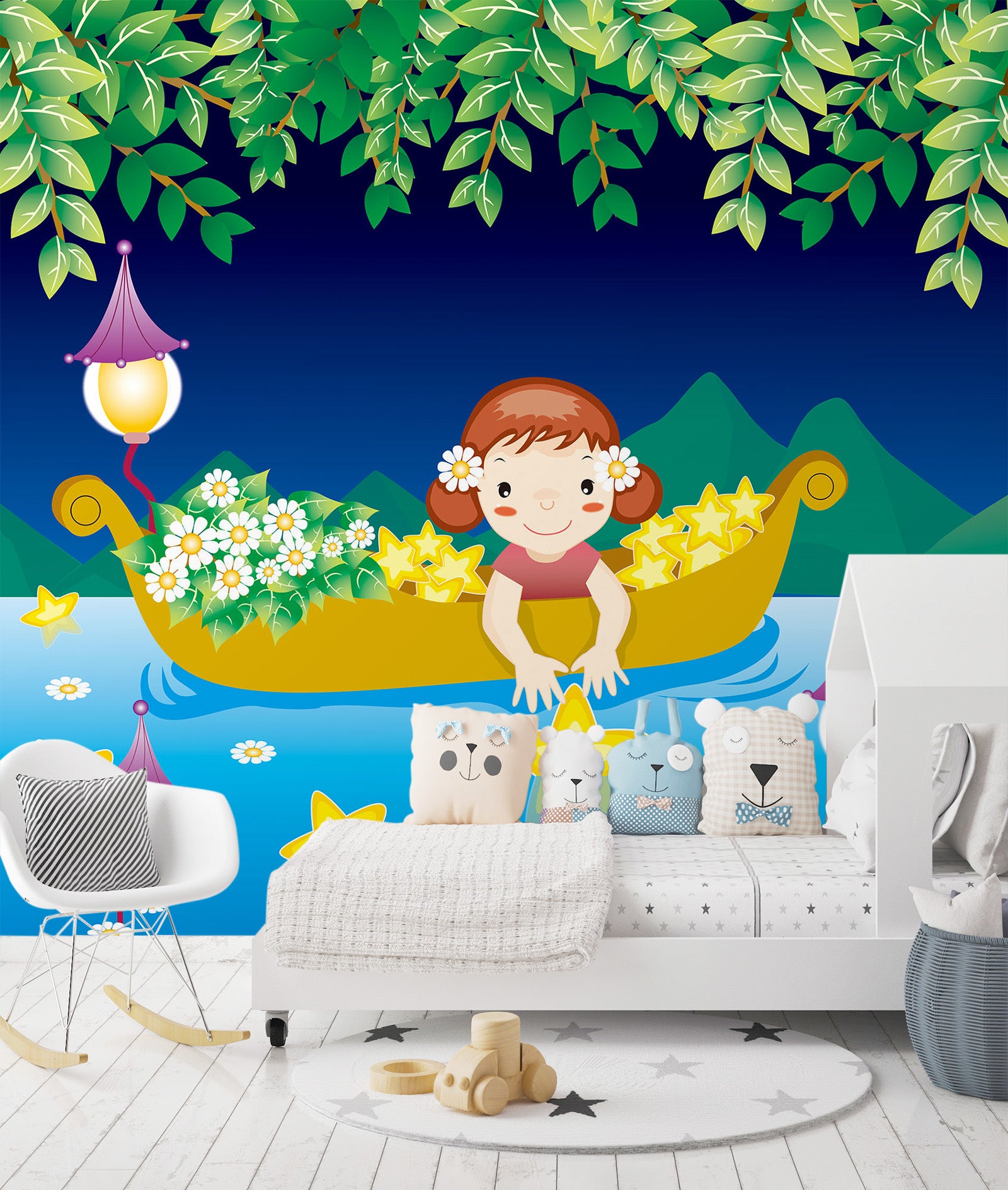 3D Boat Girl 1662 Wall Murals