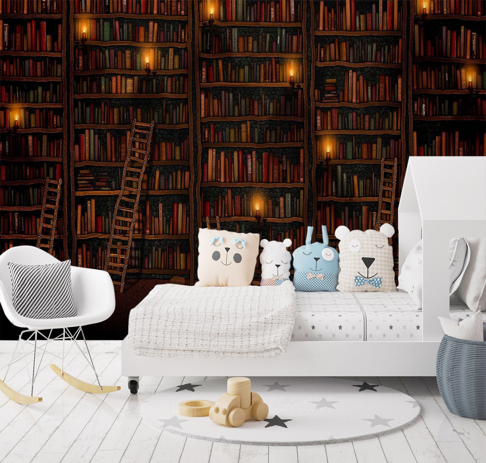 3D Hand Painted Bookshelf 015 Wall Murals