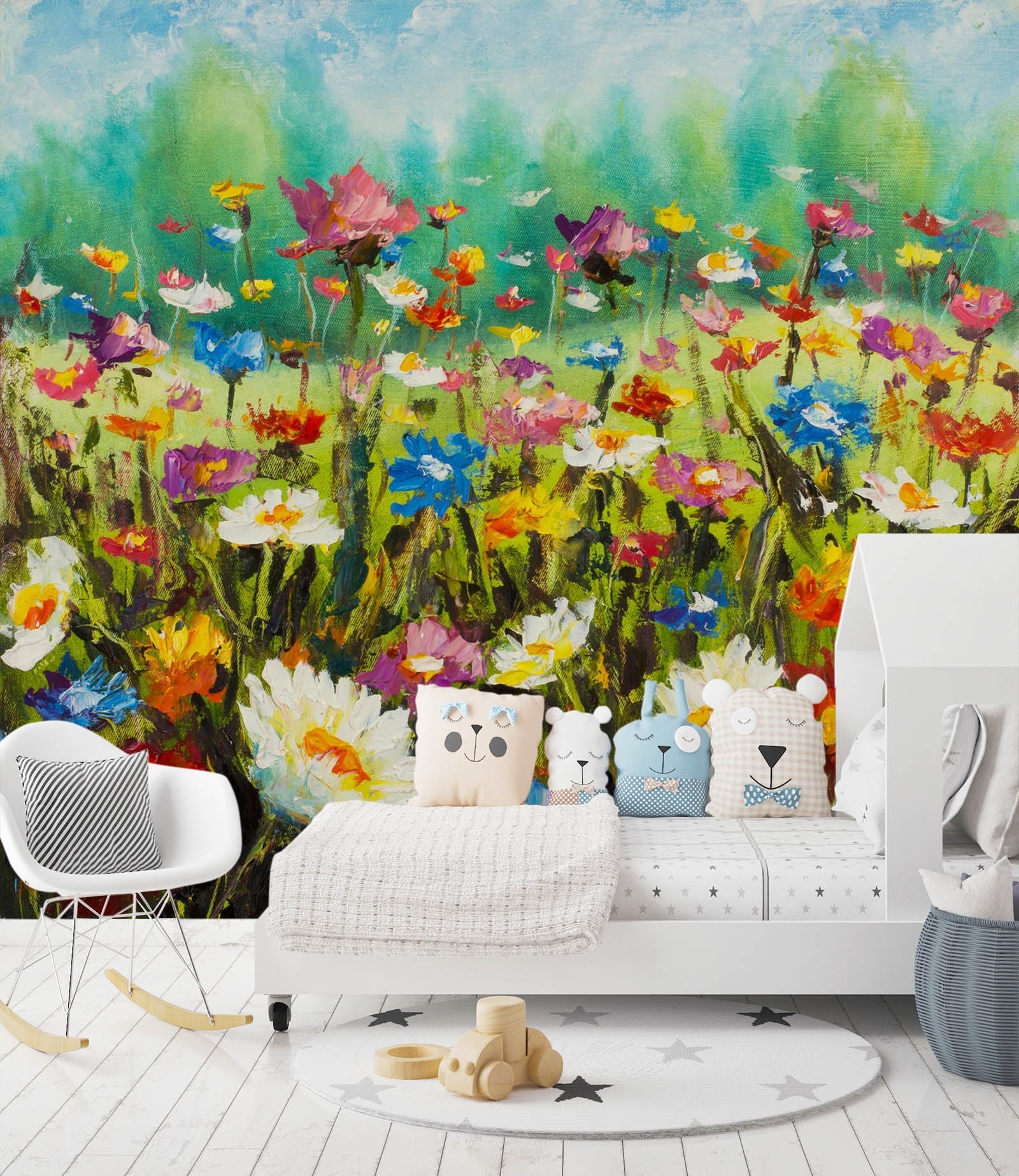 3D Oil Painting Daisy 029 Wall Murals Wallpaper AJ Wallpaper 2