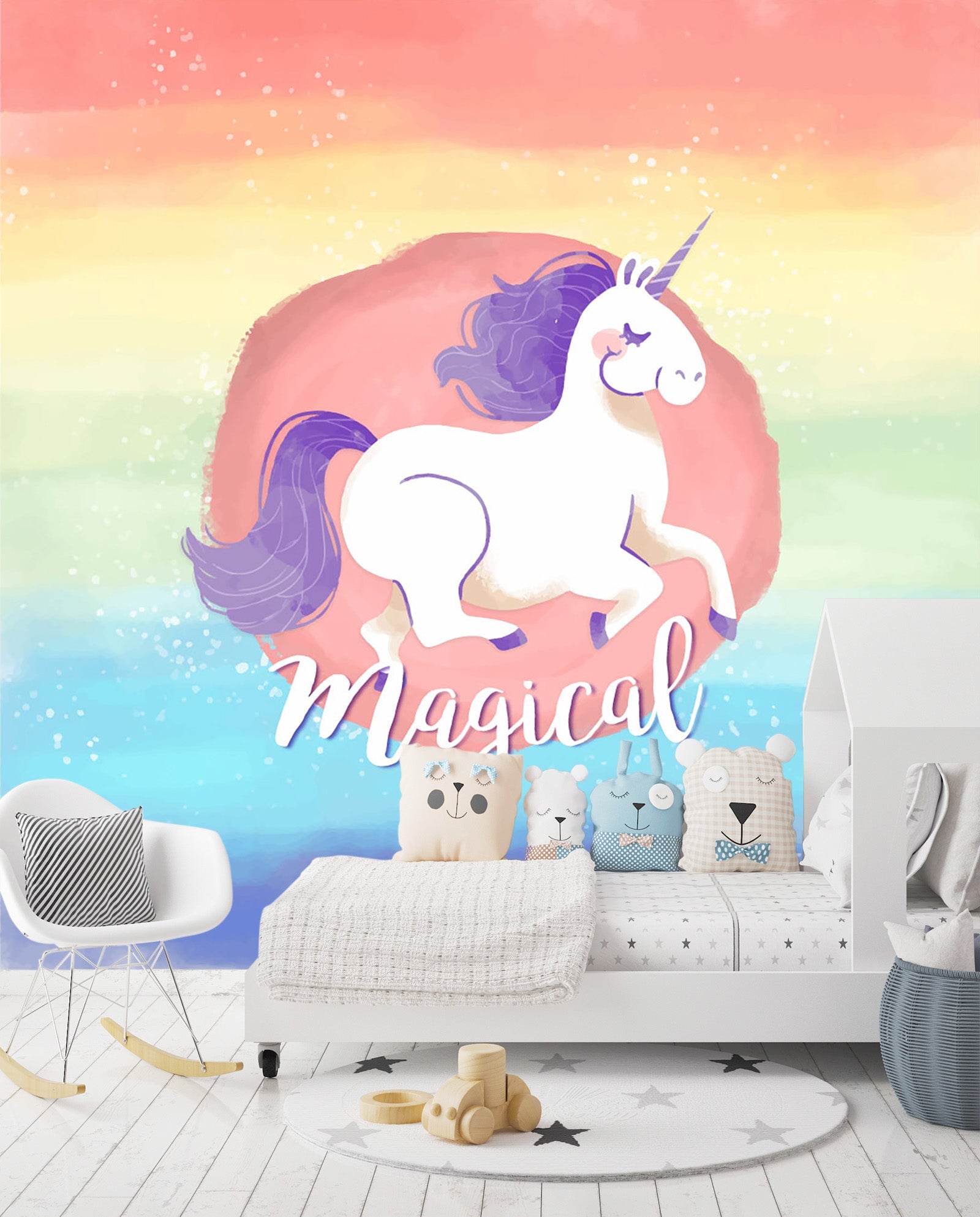 3D Cartoon Unicorn 004 Wall Murals Wallpaper AJ Wallpaper 2