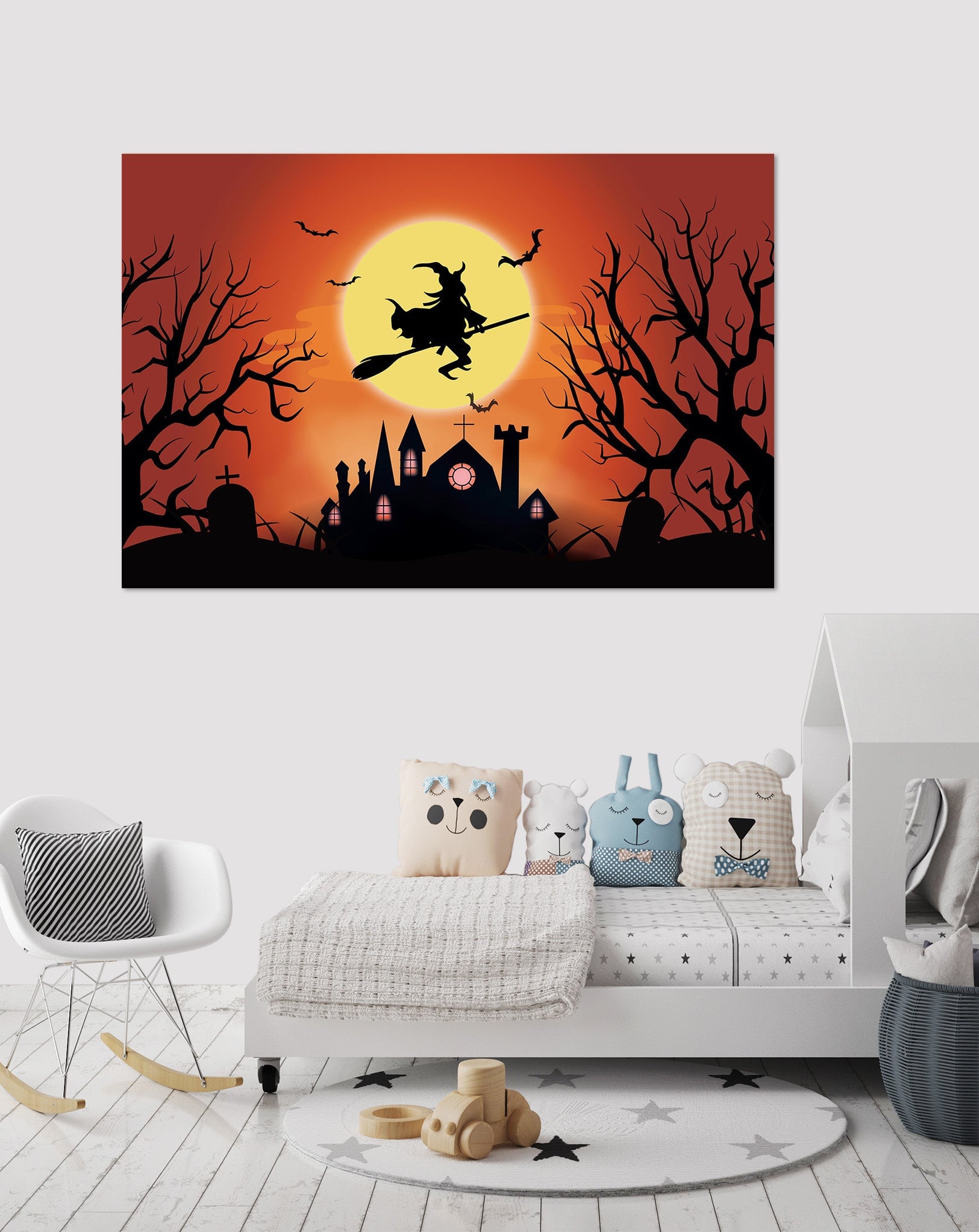 3D Moon Witch Villa 017 Halloween Wall Stickers Wallpaper AJ Wallpaper 2