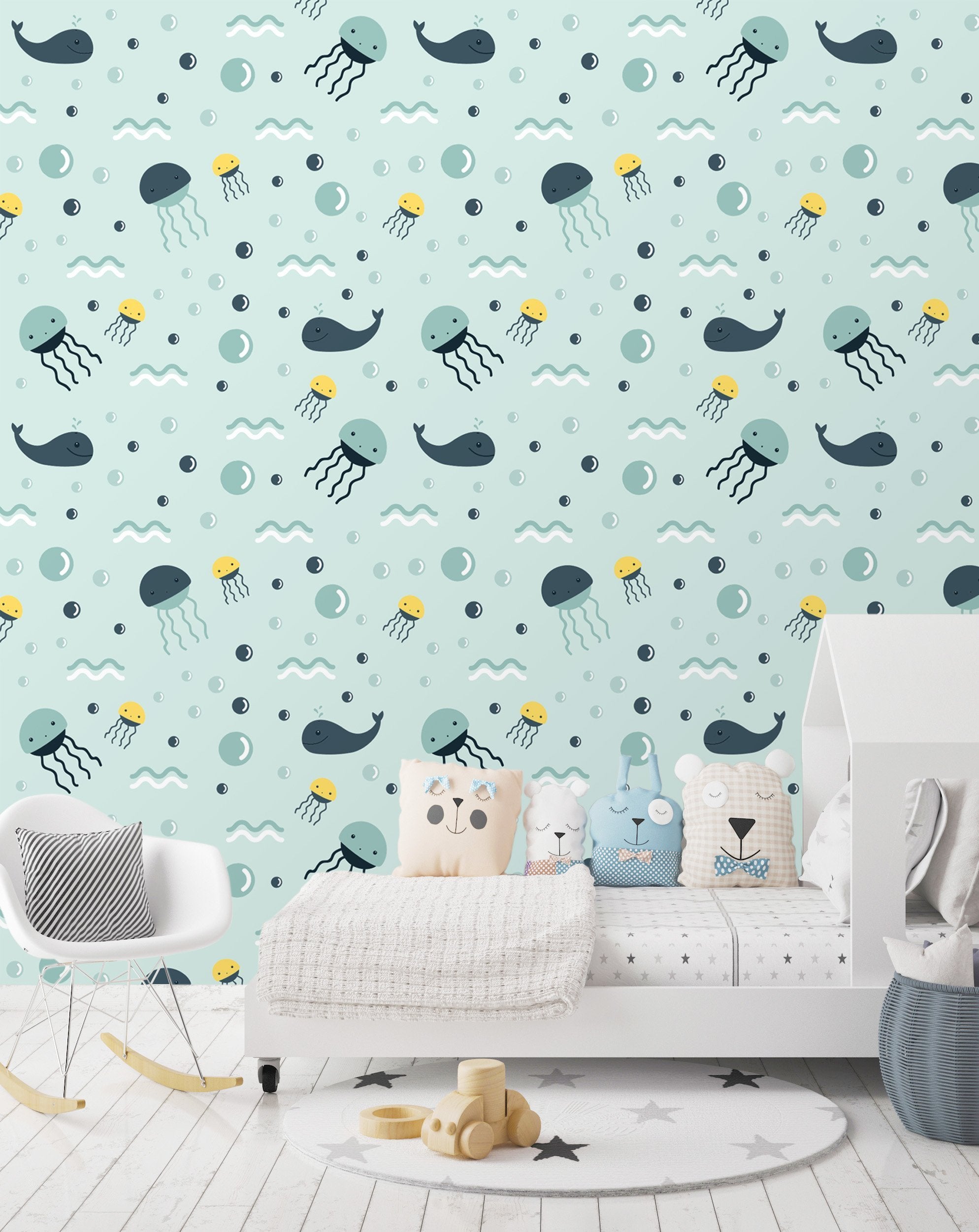 3D Whale Jellyfish 408 Wallpaper AJ Wallpaper