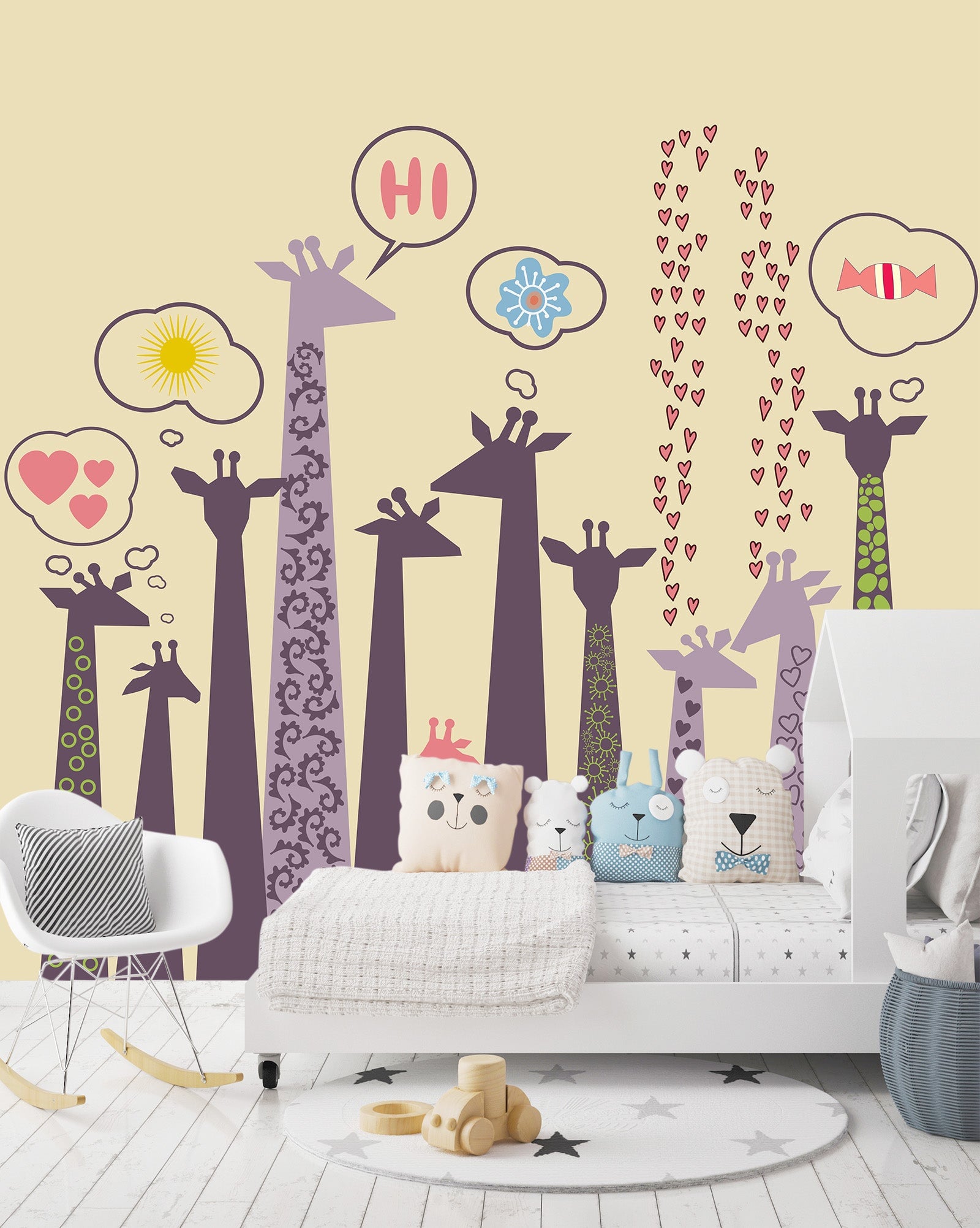 3D Purple Giraffe 026 Wall Murals Wallpaper AJ Wallpaper 2