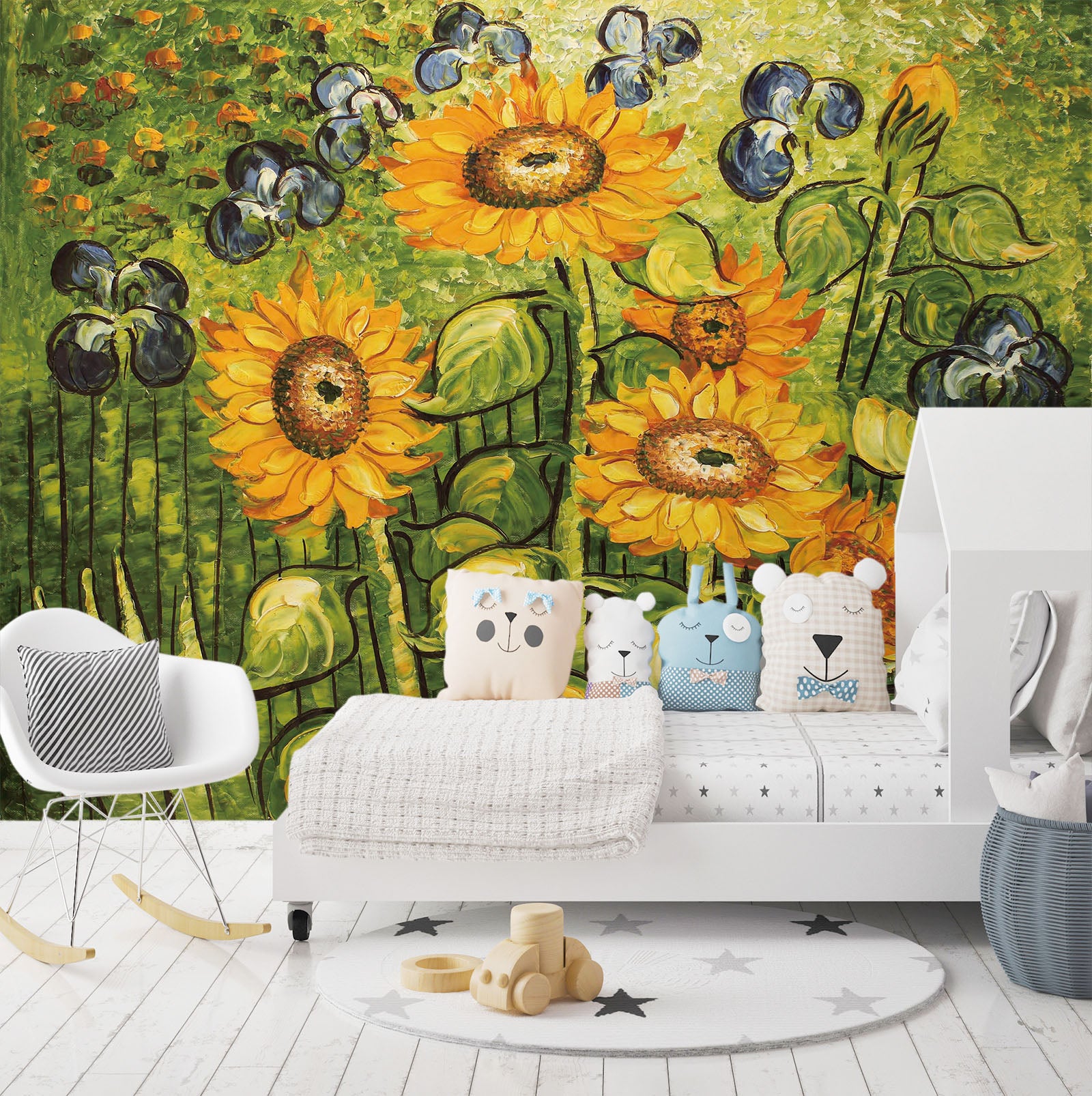 3D Sunflower Oil Painting 019 Wall Murals