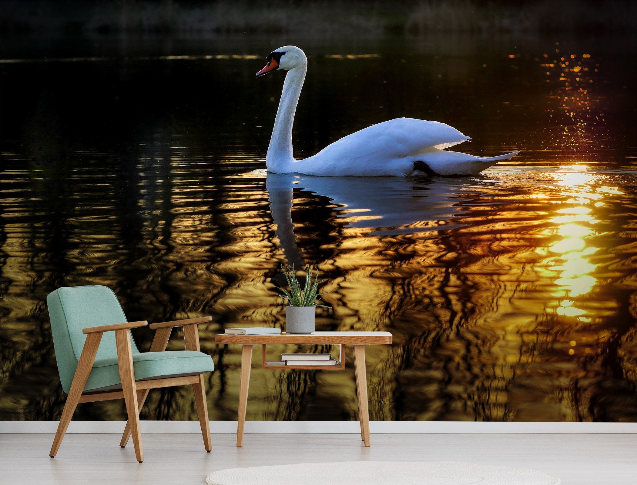 3D Swan Swimming 237 Wallpaper AJ Wallpaper