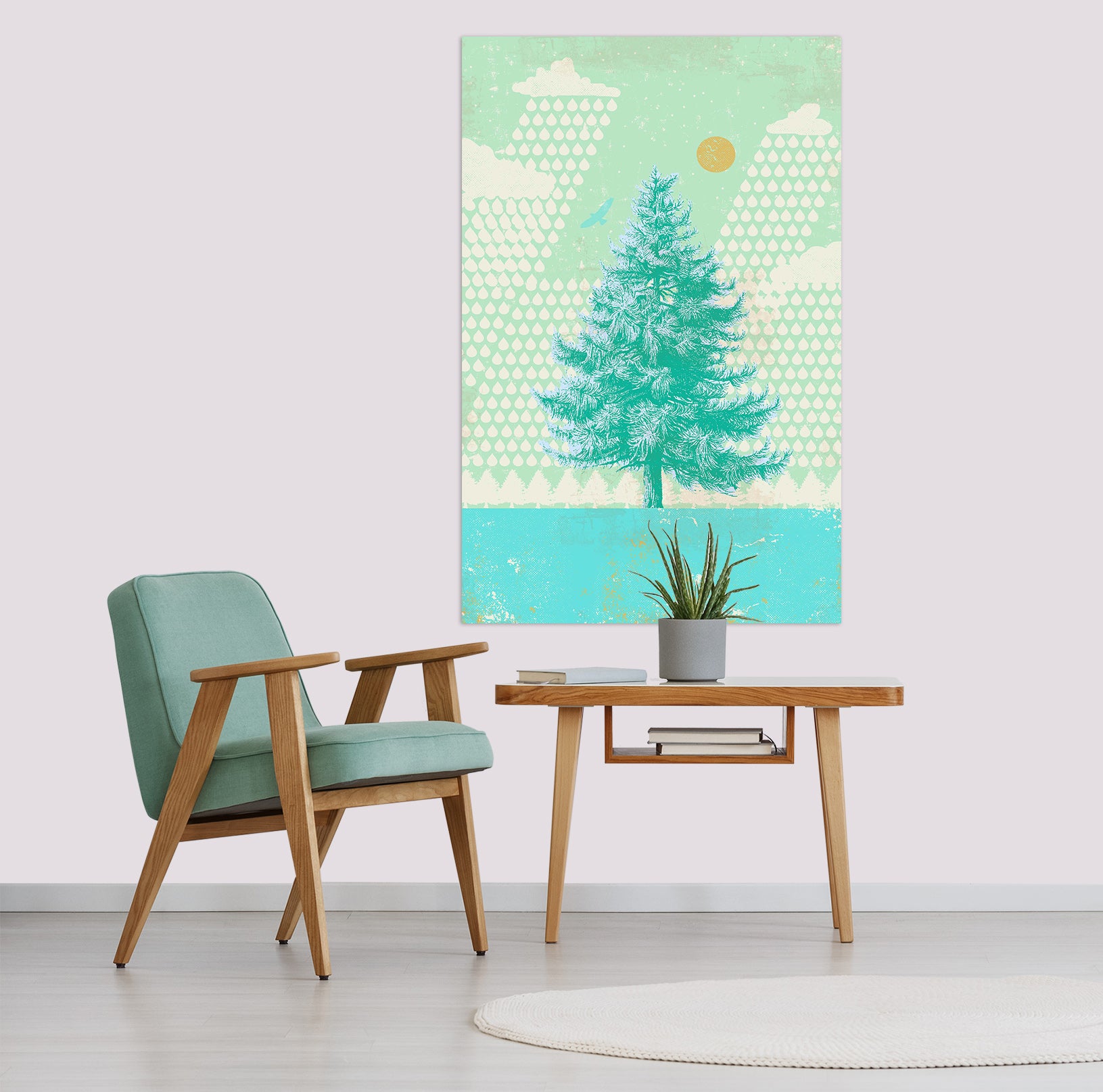 3D Blue Fir Tree 026 Showdeer Wall Sticker