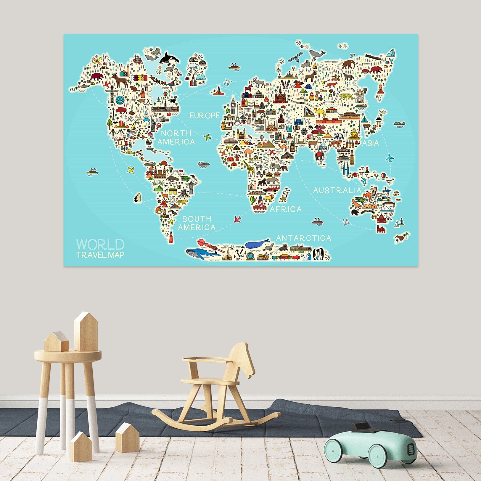 3D Land Distribution 283 World Map Wall Sticker