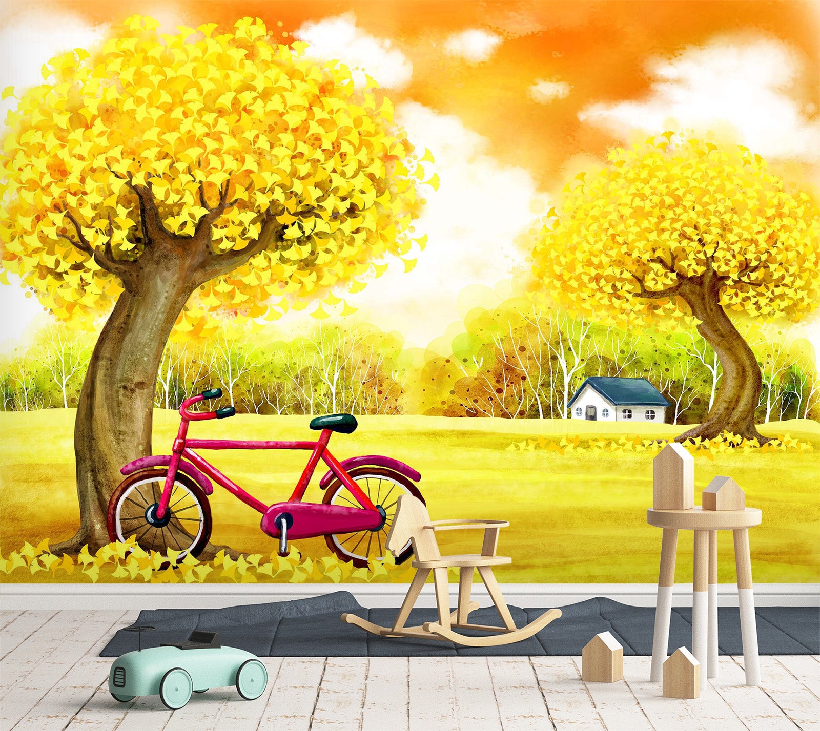 3D Forest Bike 1730 Wall Murals
