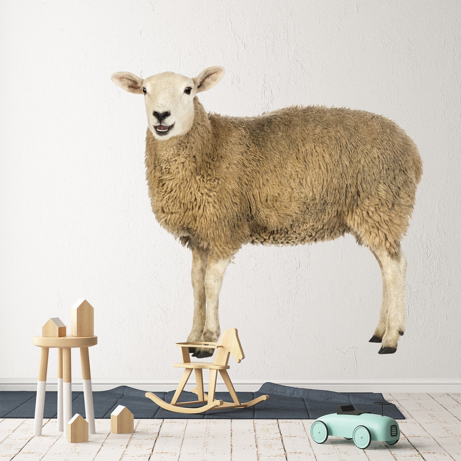 3D White Head Sheep 091 Animals Wall Stickers Wallpaper AJ Wallpaper