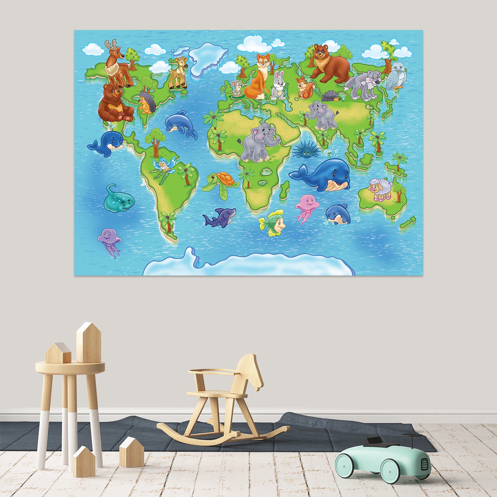 3D Whale Island 201 World Map Wall Sticker