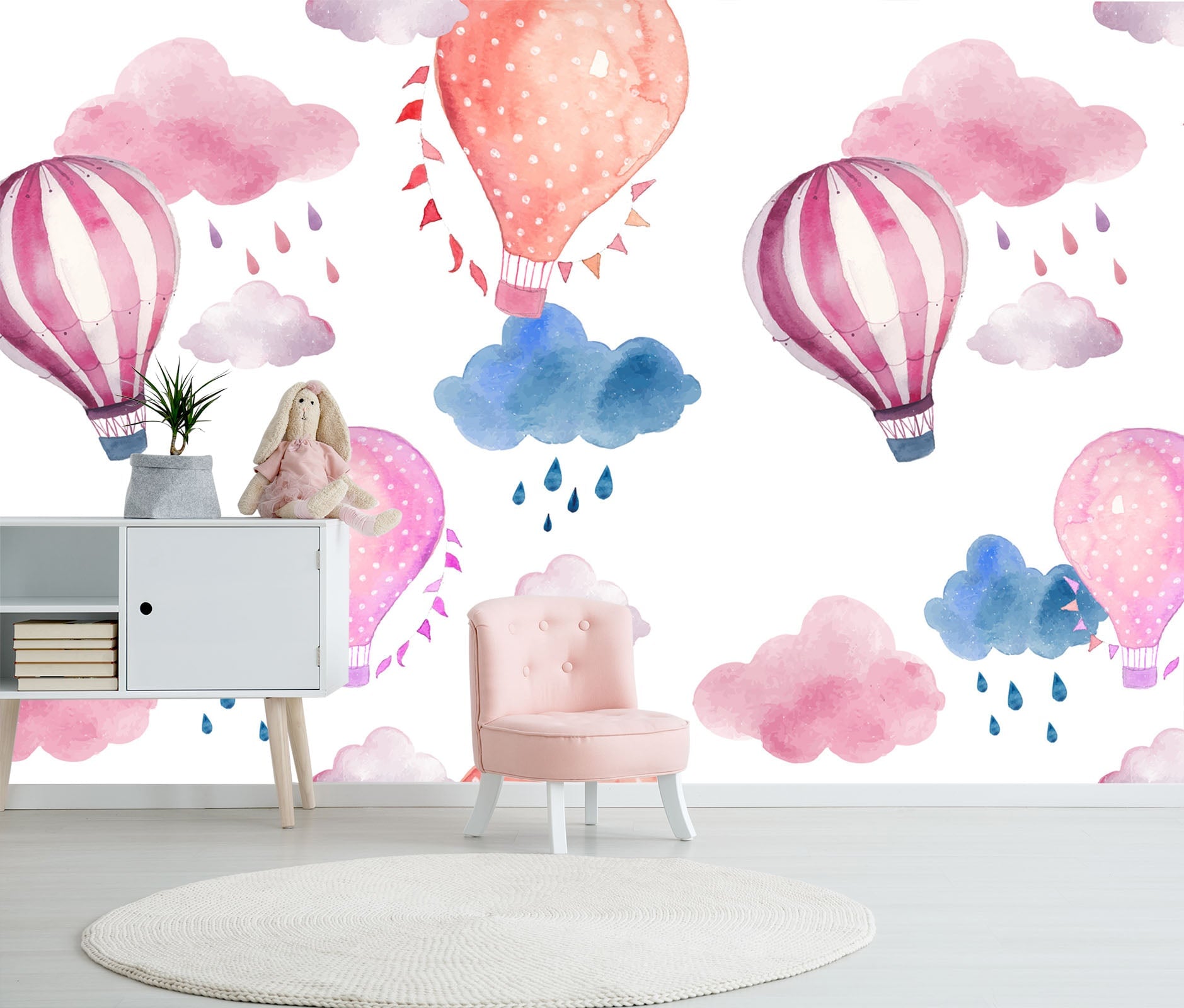 3D Pink Hot Air Balloon 031 Wall Murals Wallpaper AJ Wallpaper 2