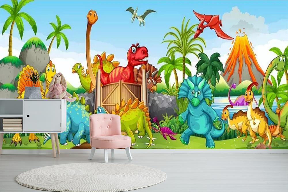 3D Cartoon Dinosa Volcanic 239 Wallpaper AJ Wallpaper