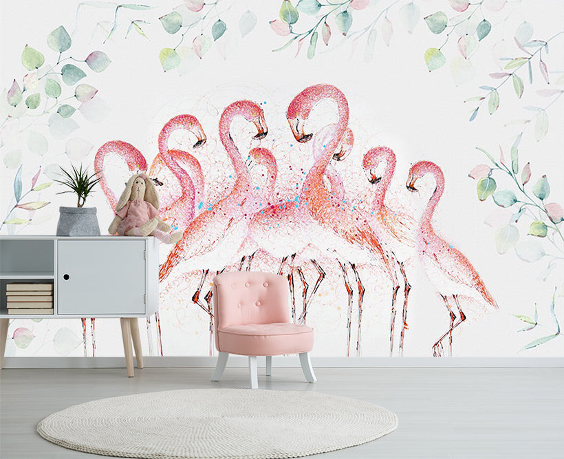 3D Painted Flamingo WC418 Wall Murals
