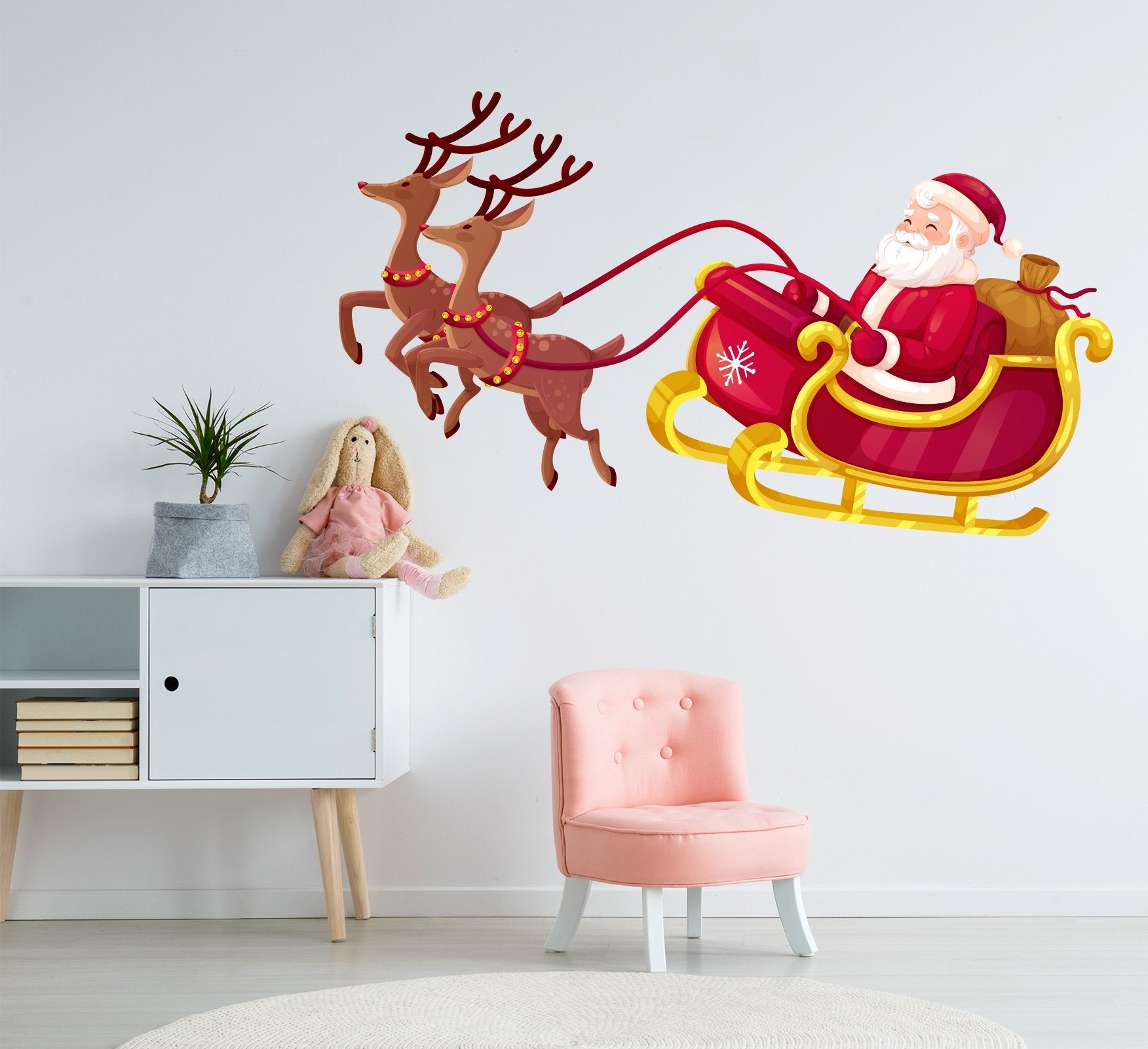 3D Leisurely Sled Deer 29 Wall Stickers Wallpaper AJ Wallpaper