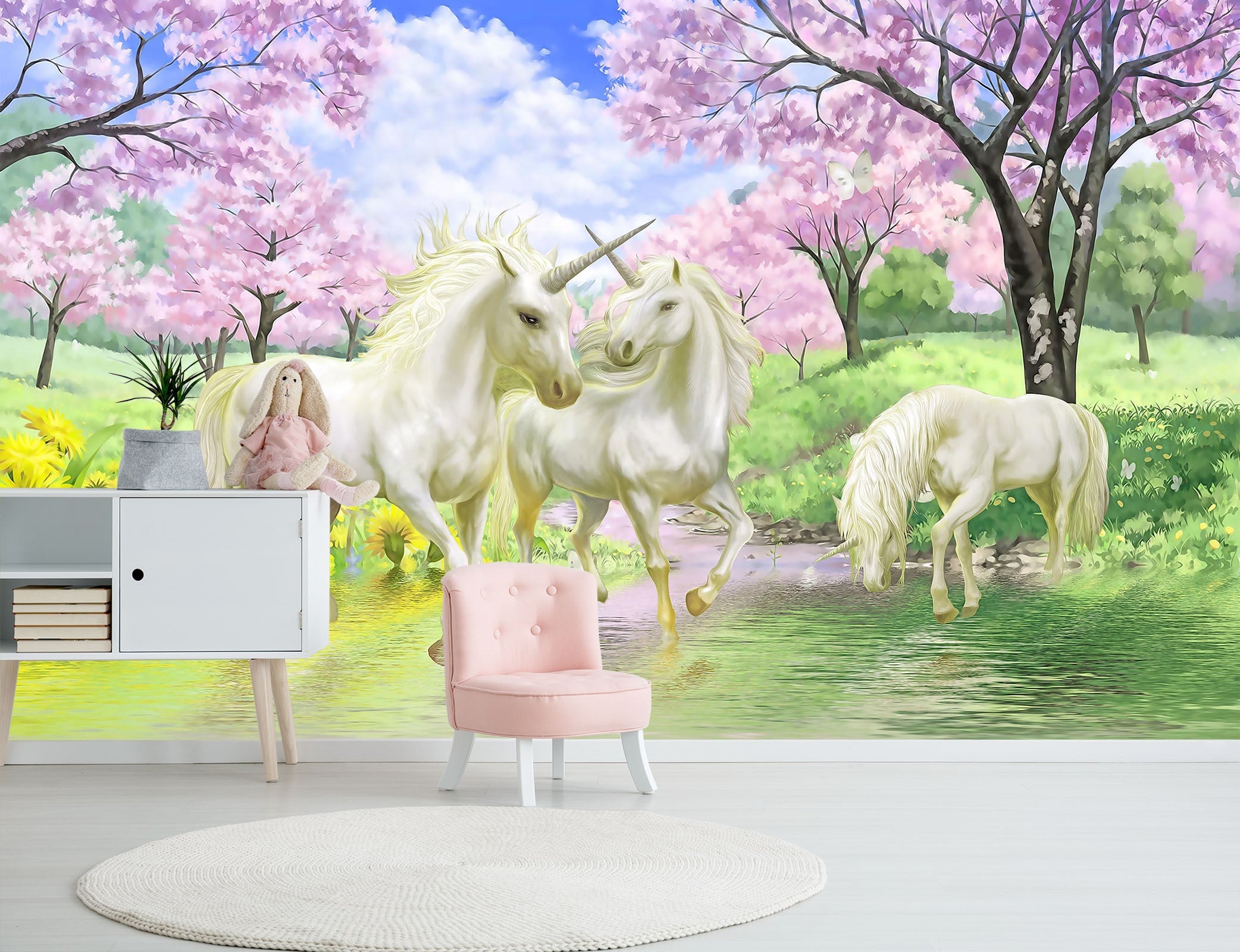 3D Park White Unicorn 012 Wall Murals Wallpaper AJ Wallpaper 2