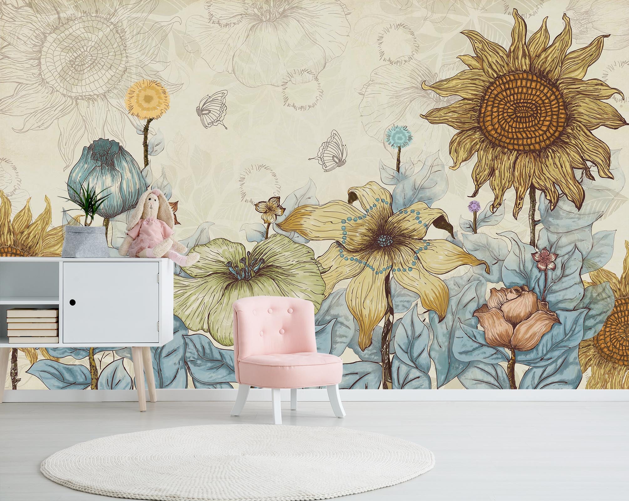 3D Sunflower Rose 016 Wall Murals Wallpaper AJ Wallpaper 2