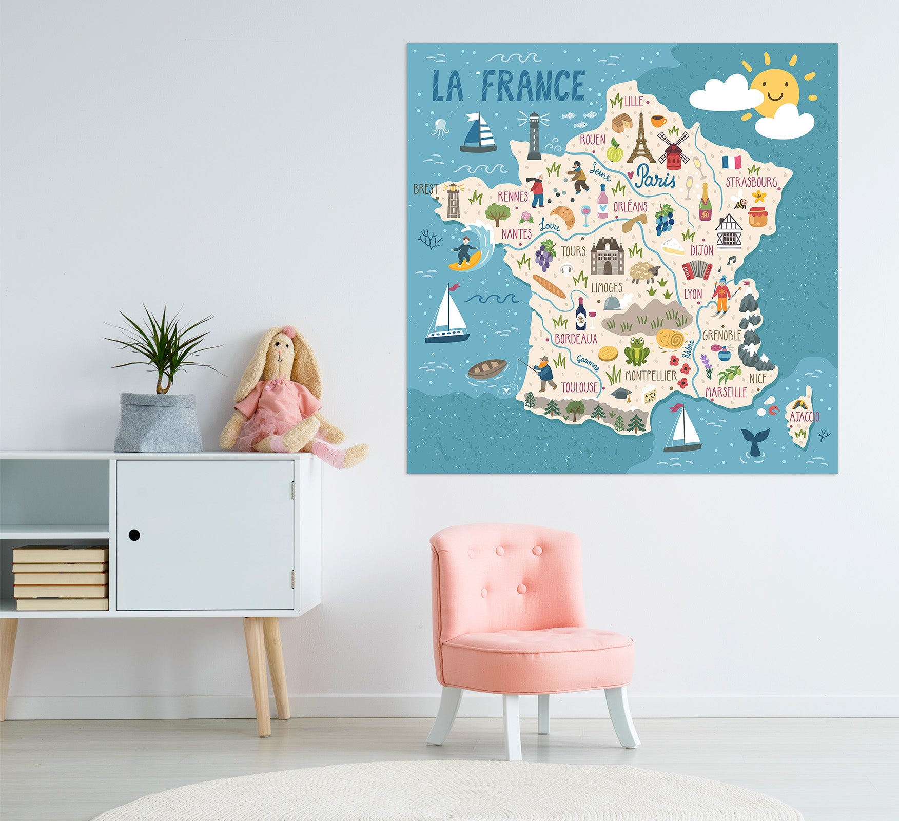 3D Five Stars 237 World Map Wall Sticker