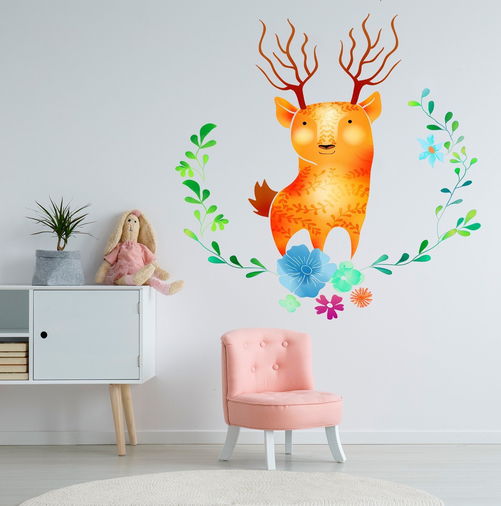 3D Cartoon Deer 066 Wall Stickers Wallpaper AJ Wallpaper