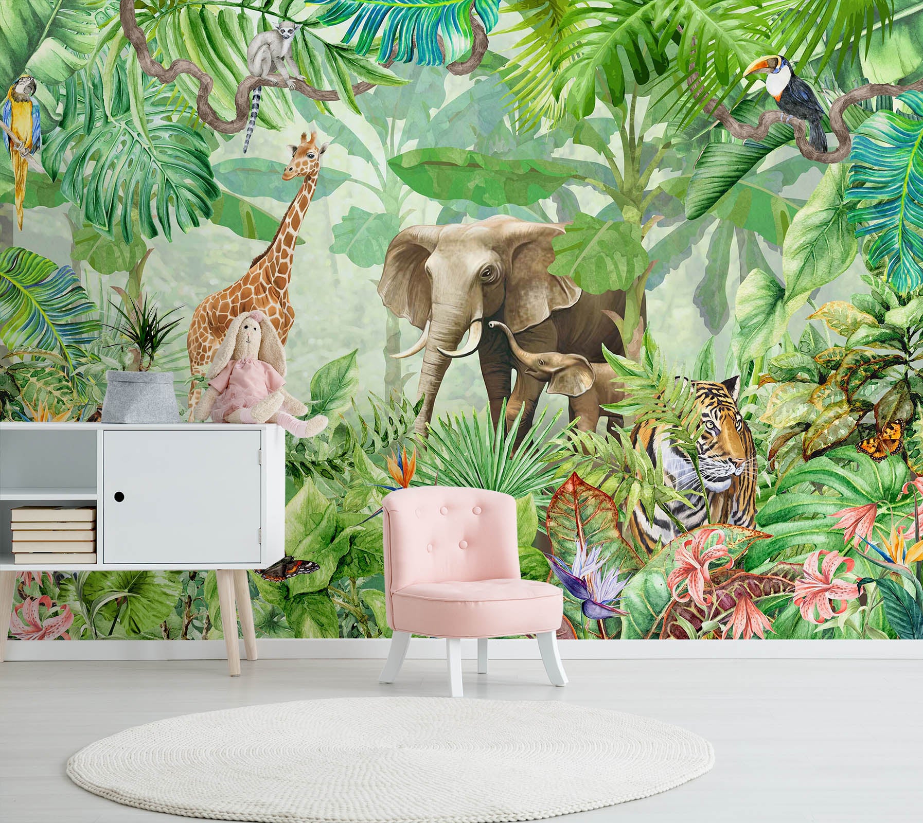 3D Hand Drawn Forest Animals 014 Wall Murals
