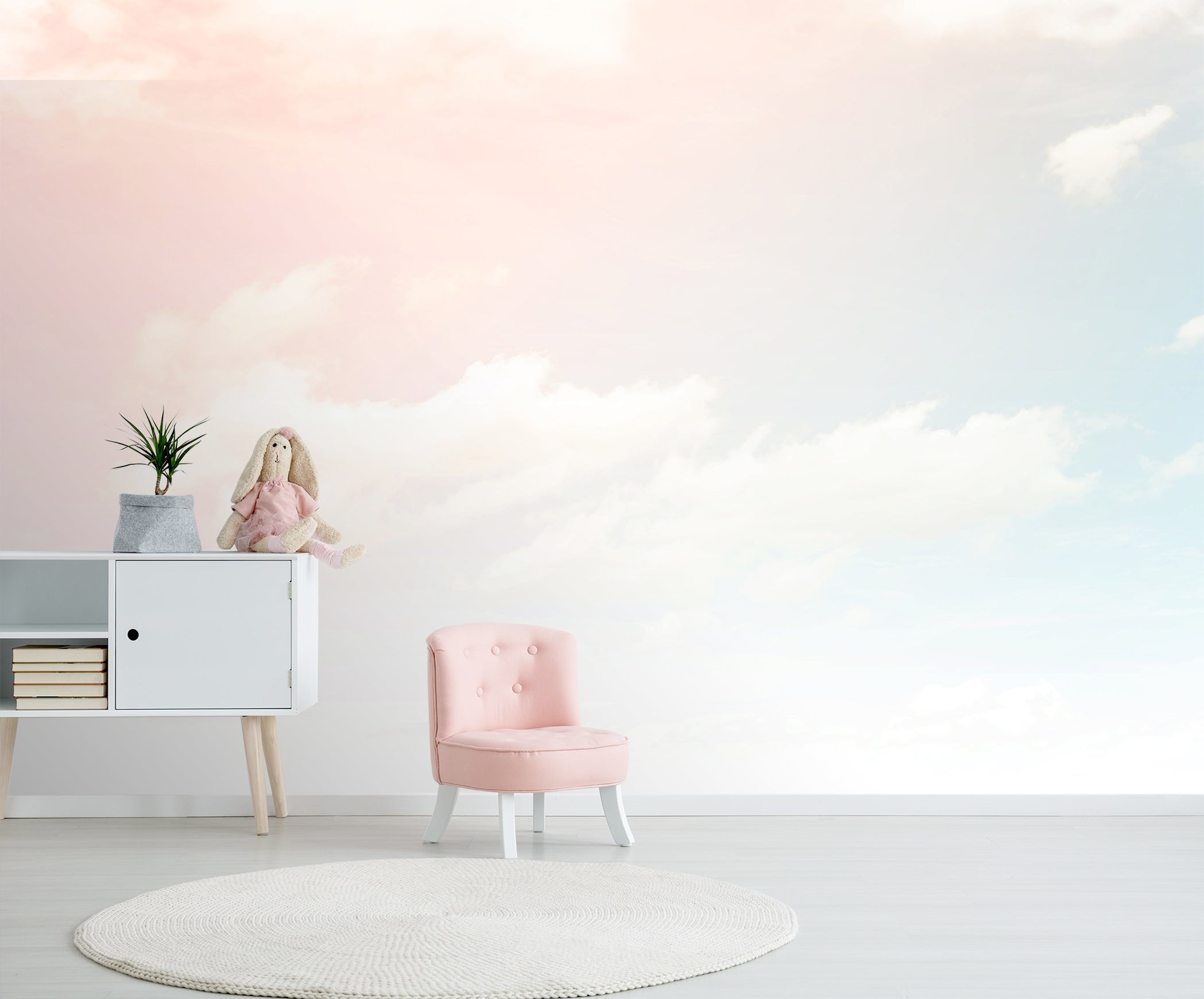3D Pink Sky Clouds 82 Wall Murals