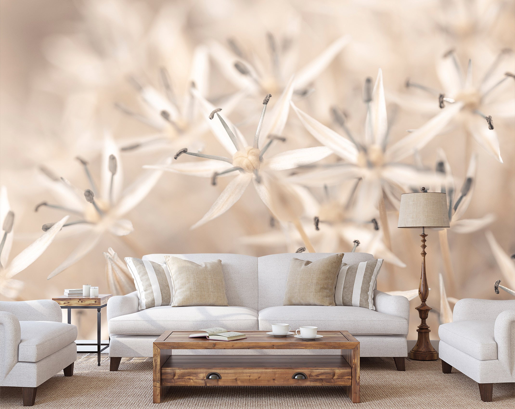 3D Gray Wildflowers 6266 Assaf Frank Wall Mural Wall Murals