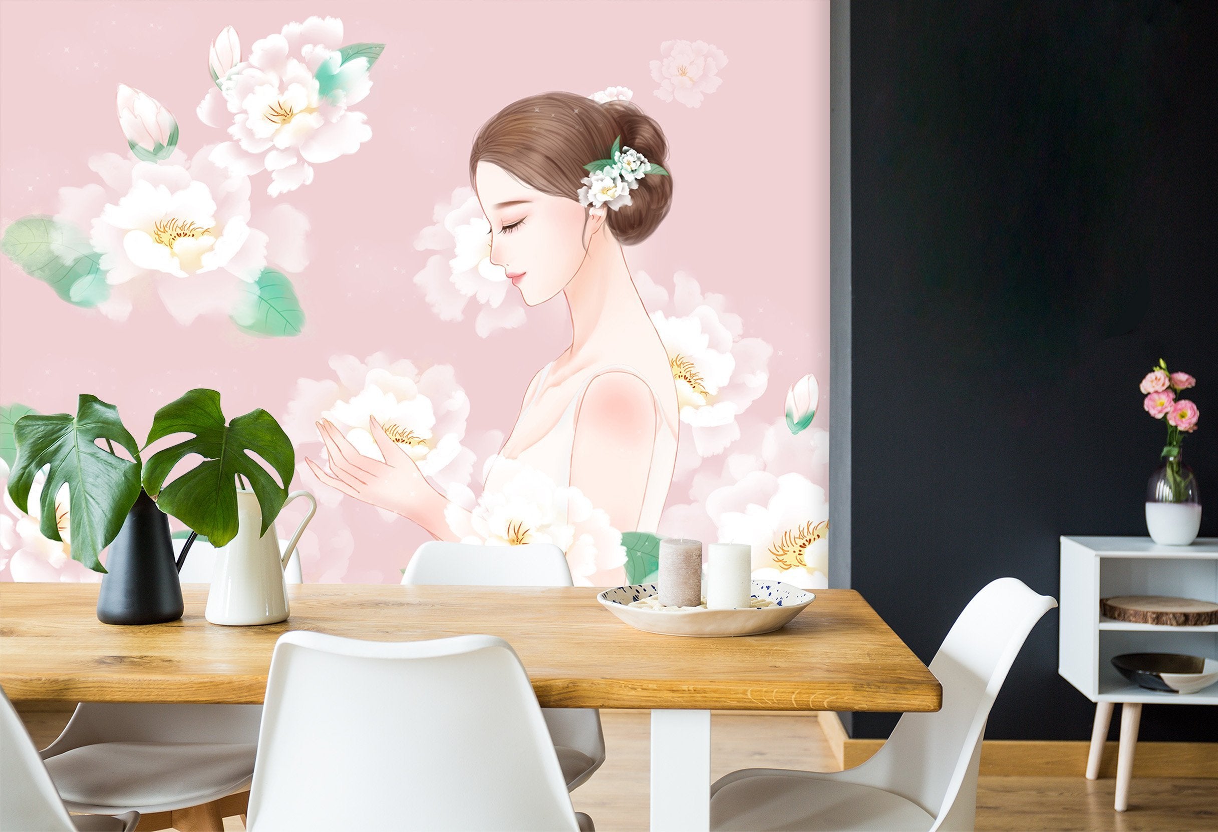 3D Woman Holding Flower 452 Wallpaper AJ Wallpaper 2