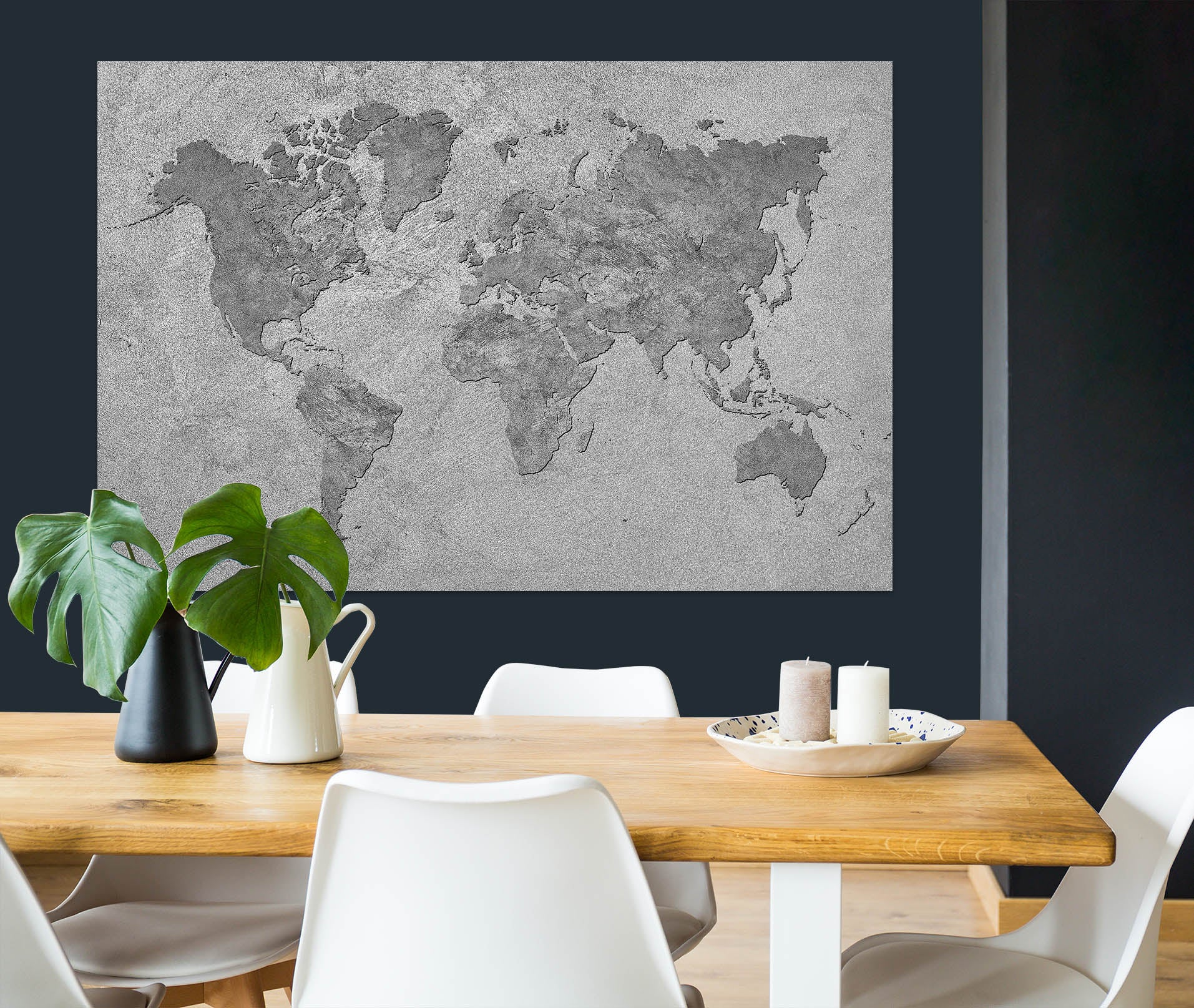 3D Grey Sea 243 World Map Wall Sticker
